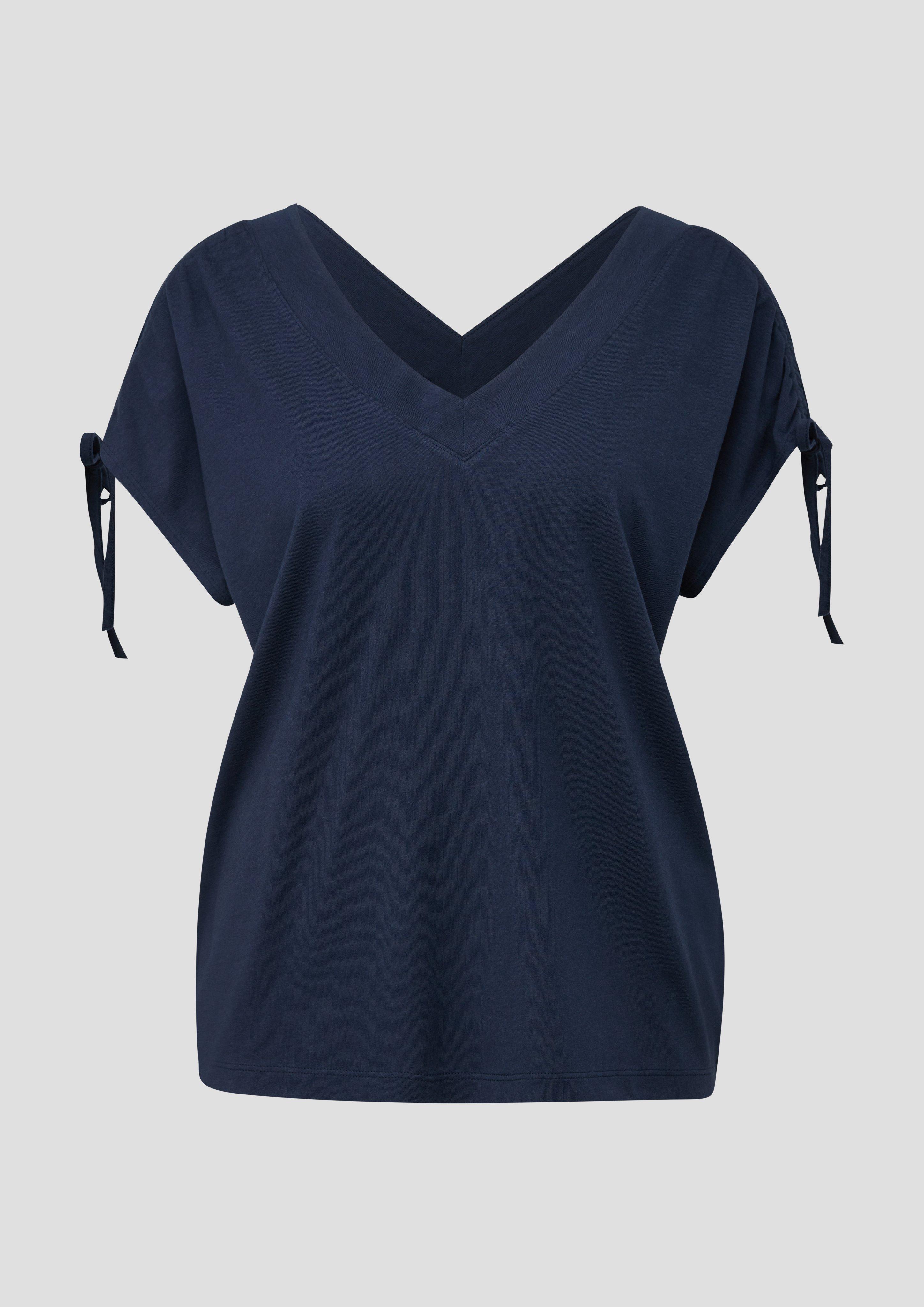 s.Oliver - Ärmelloses Shirt mit Bindedetails an der Schulterpartie, Damen, blau