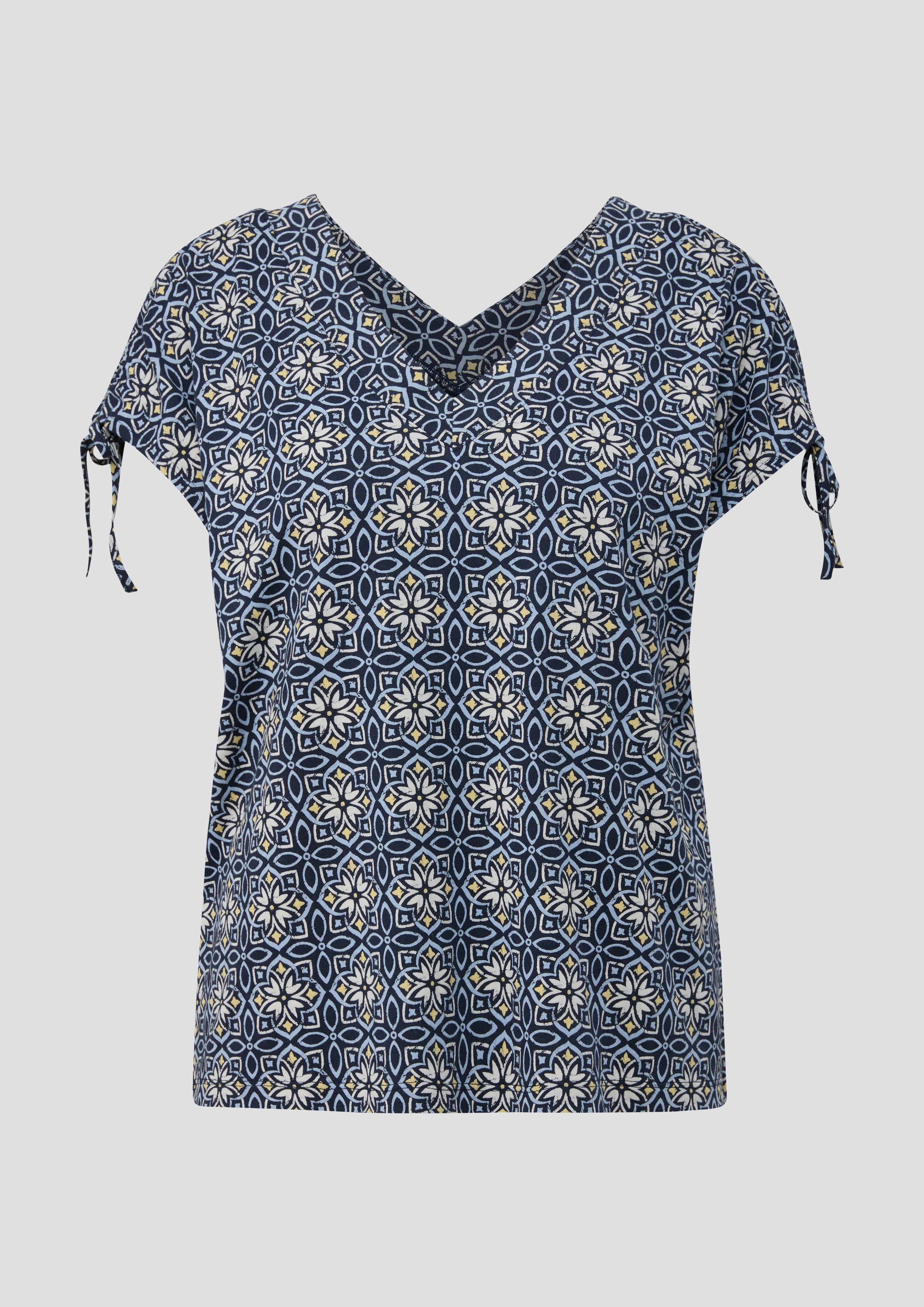 s.Oliver - Ärmelloses Shirt mit Bindedetails an der Schulterpartie, Damen, blau