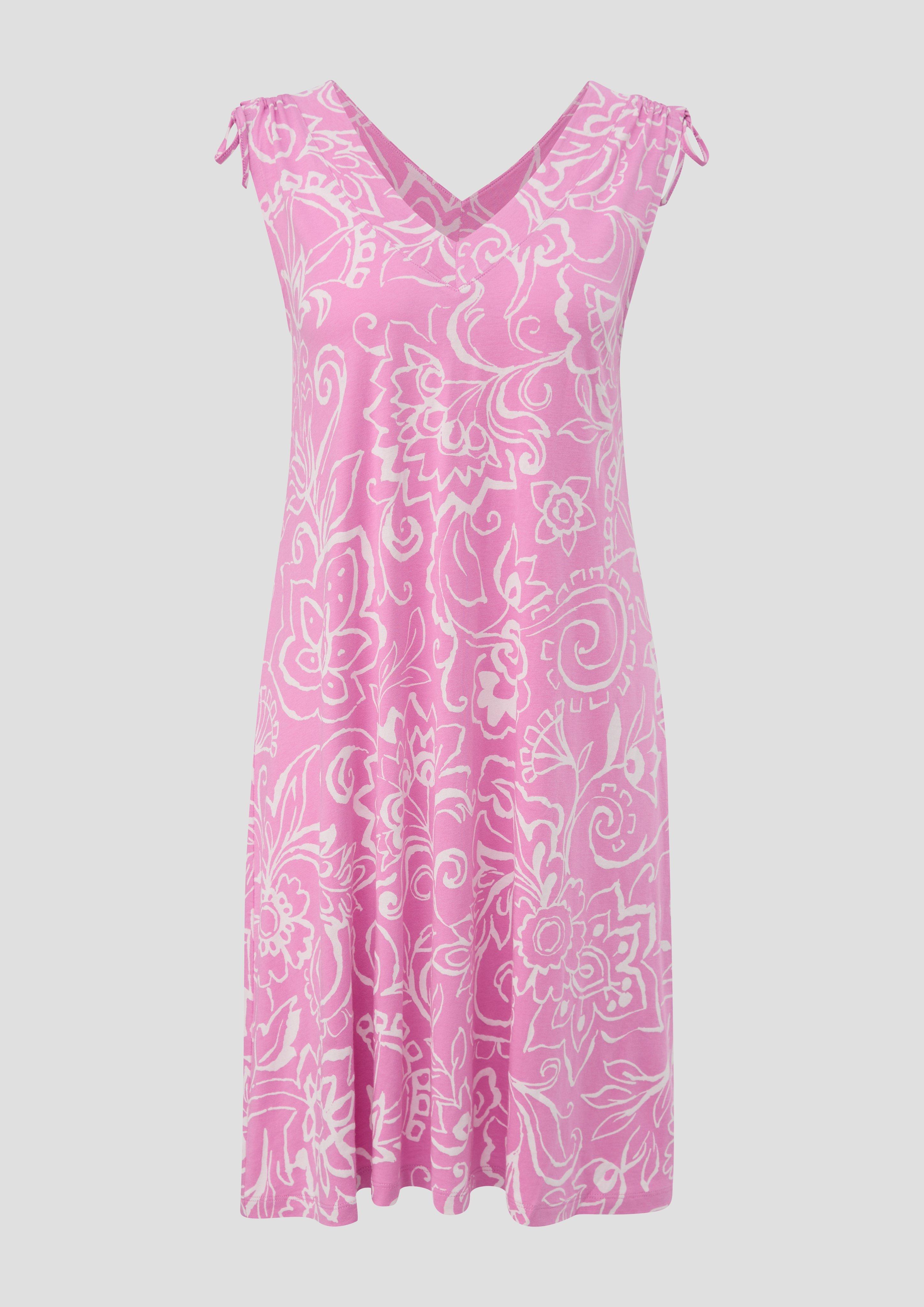 Thumbnail - s.Oliver - Kleid mit V-Ausschnitt und Binde-Detail, Damen, Rosa