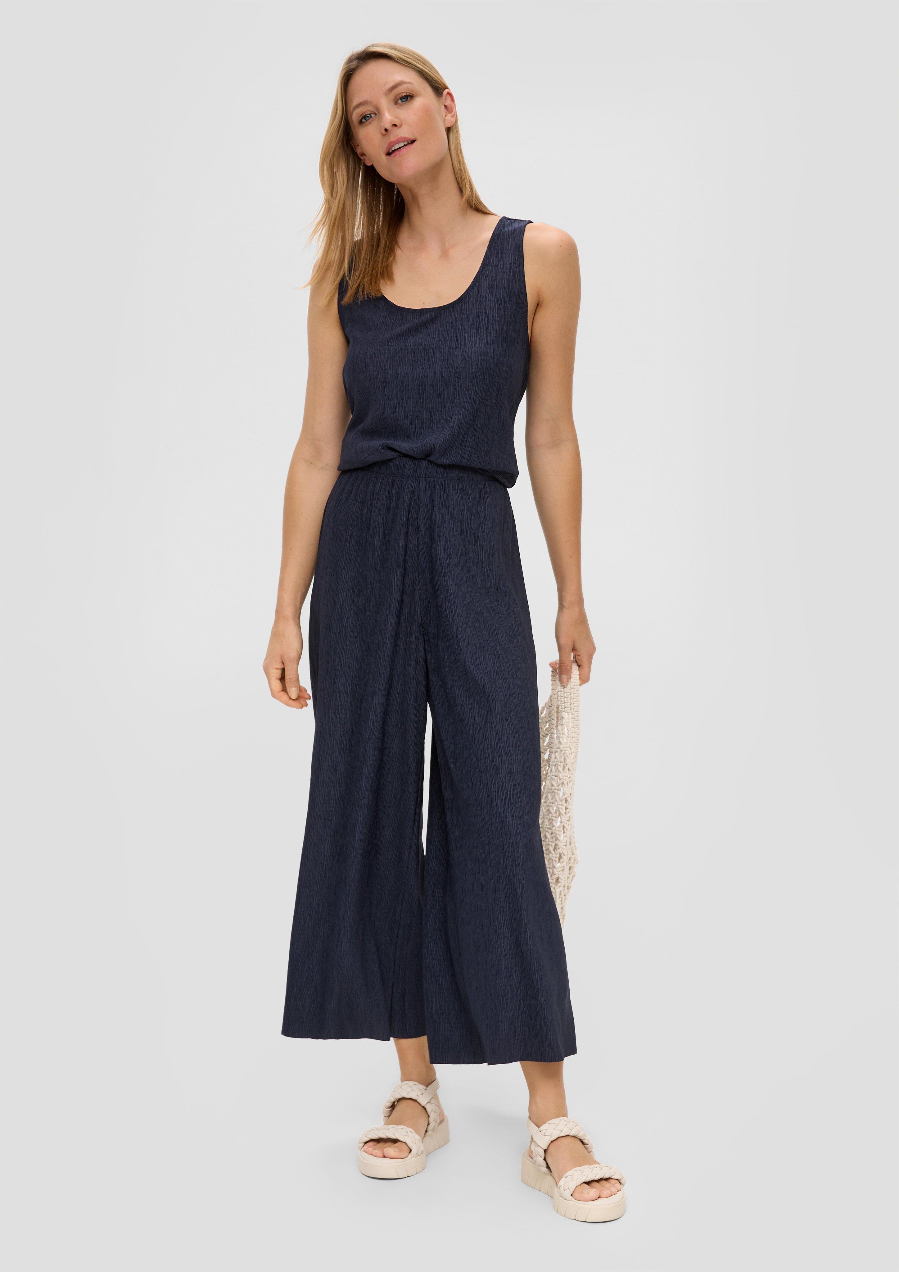 S.Oliver Plissierte Wide-Leg-Hose mit Elastikbund