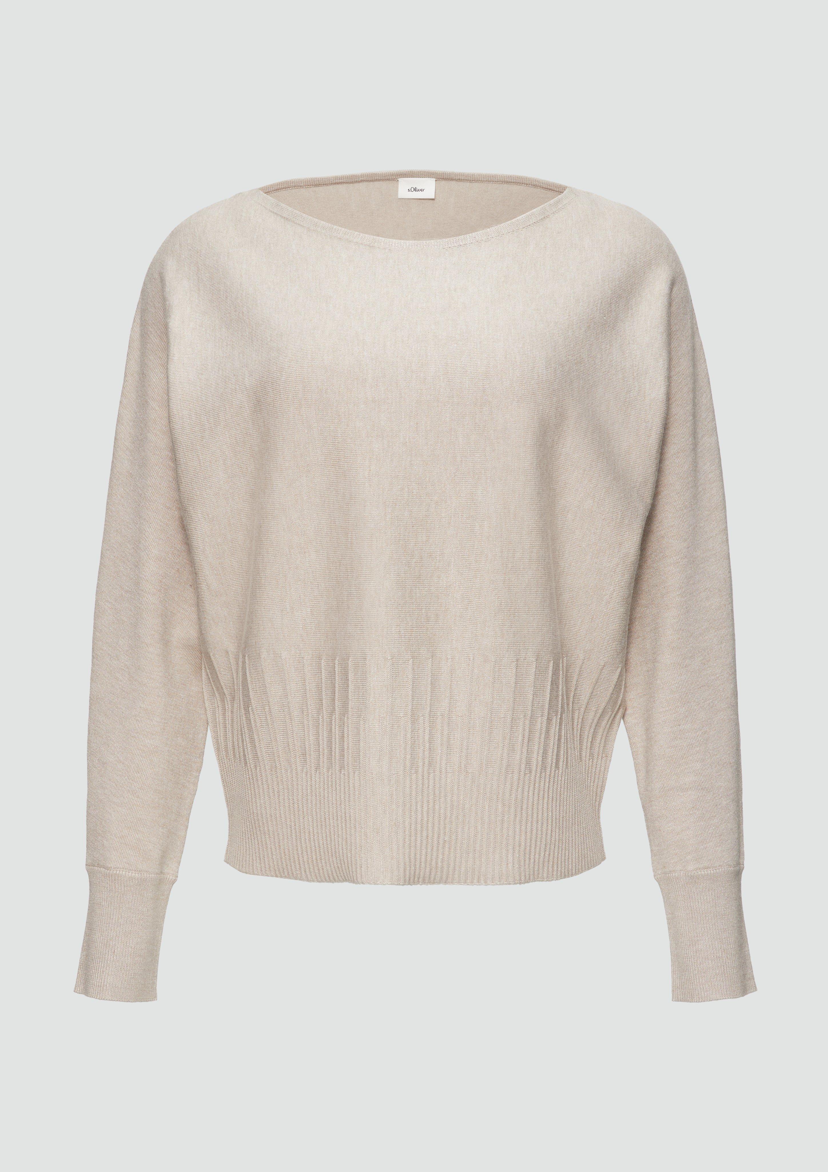 s.Oliver - Strickpullover mit Strukturmuster am Saum, Damen, Beige