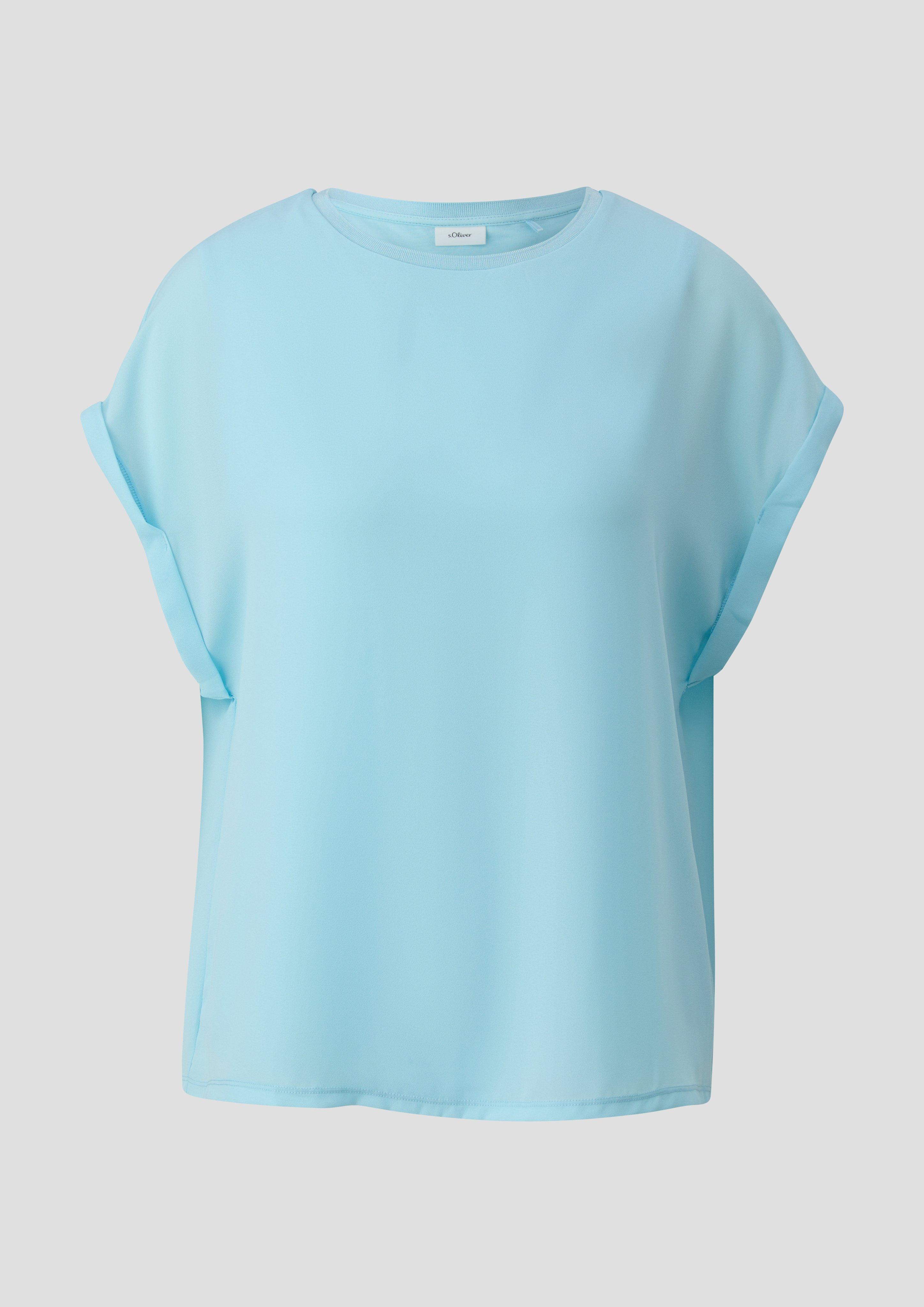 s.Oliver - Bluse mit Chiffon-Layer, Damen, blau