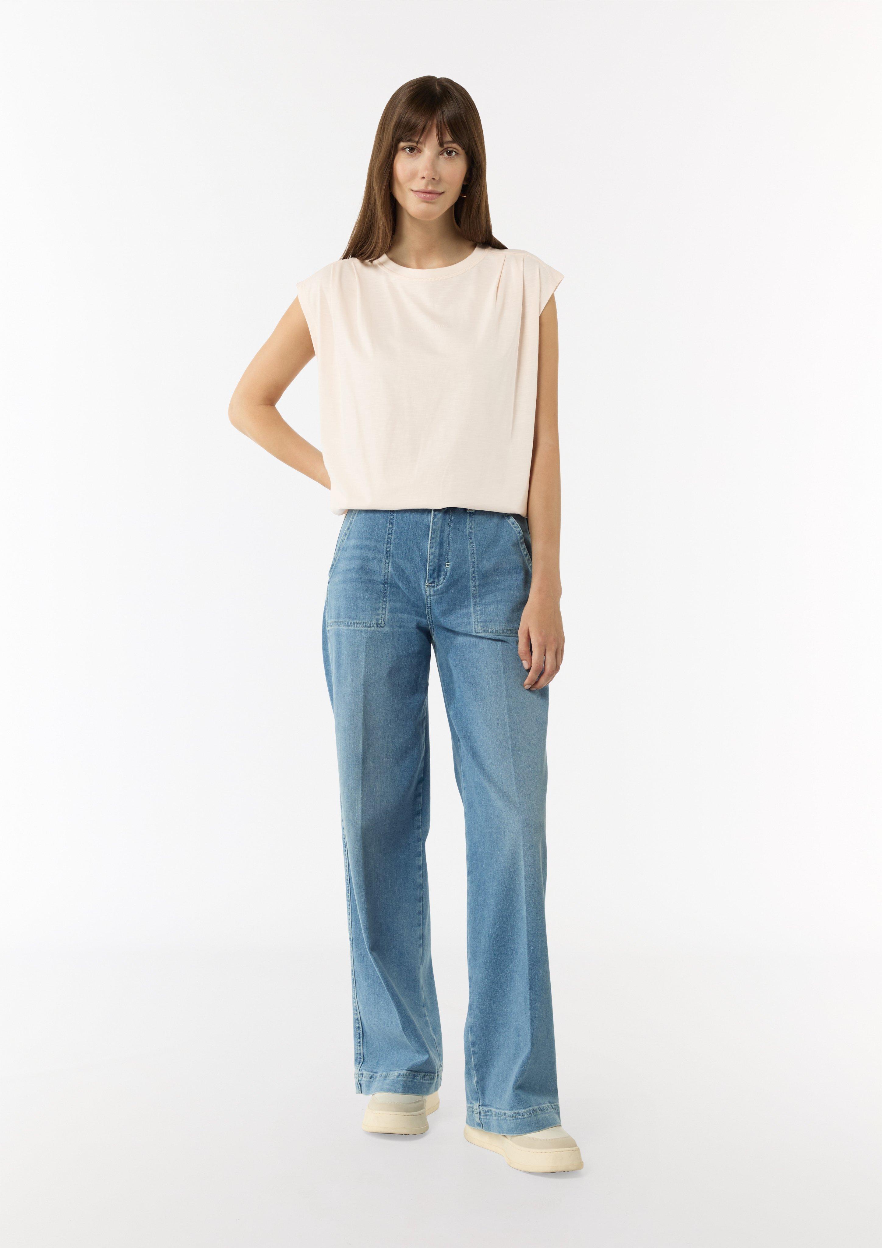 T-shirt with dropped shoulders - peach | Comma T-shirt with dropped shoulders - peach | Comma