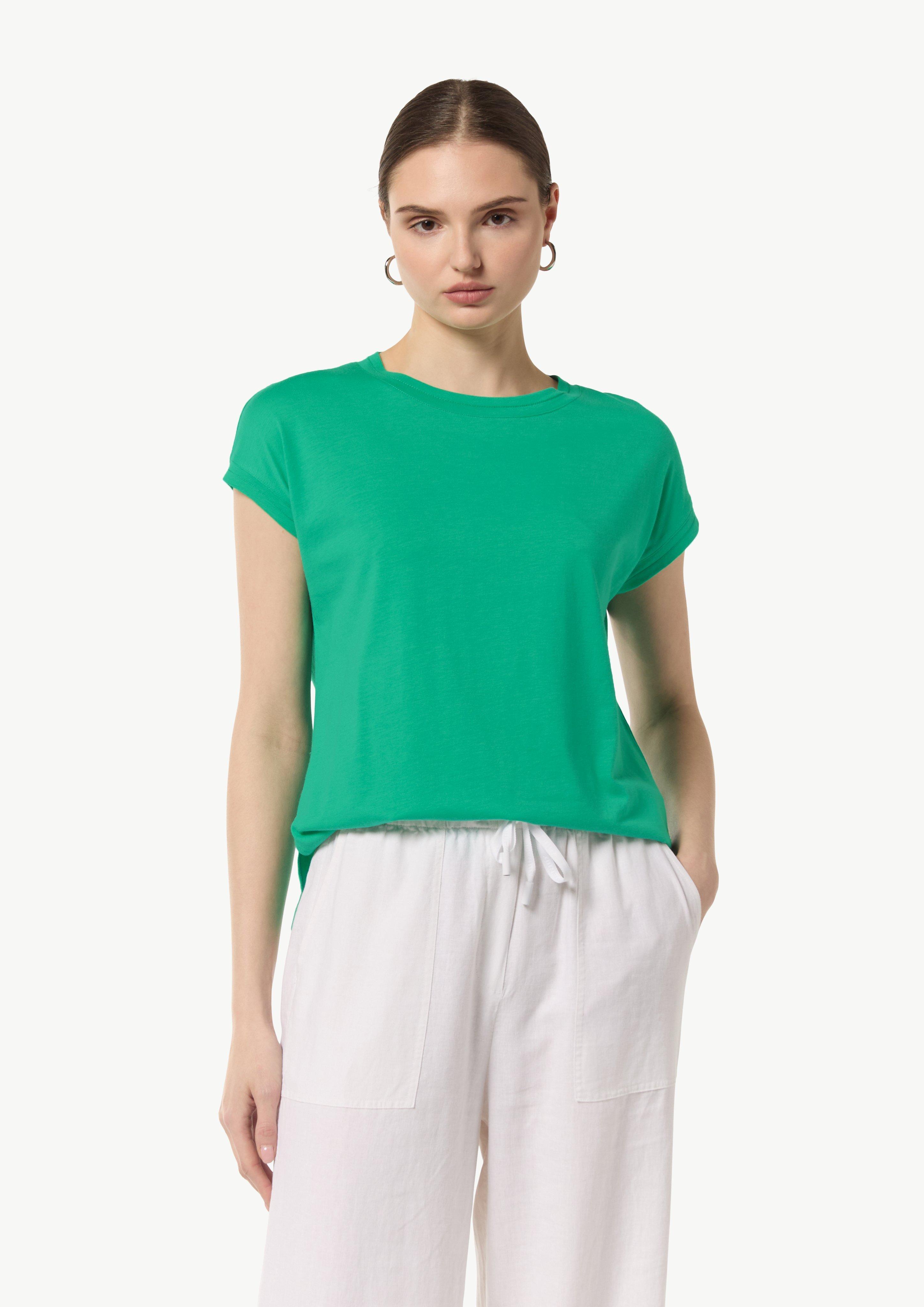 Jersey T-shirt with a chain stitch and logo detail - smaragd