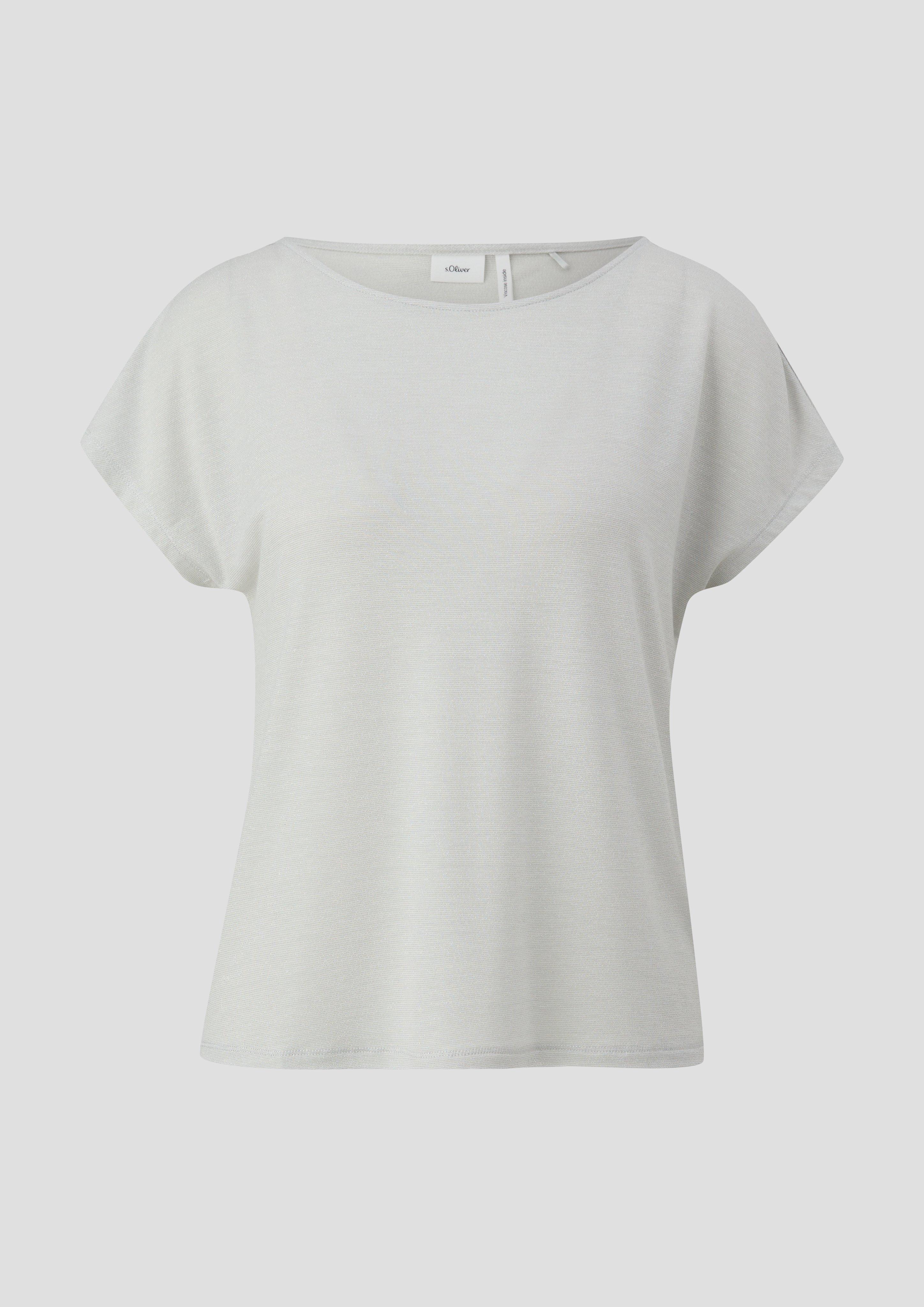 s.Oliver - T-Shirt aus Viskosemix mit Glitzergarn, Damen, creme