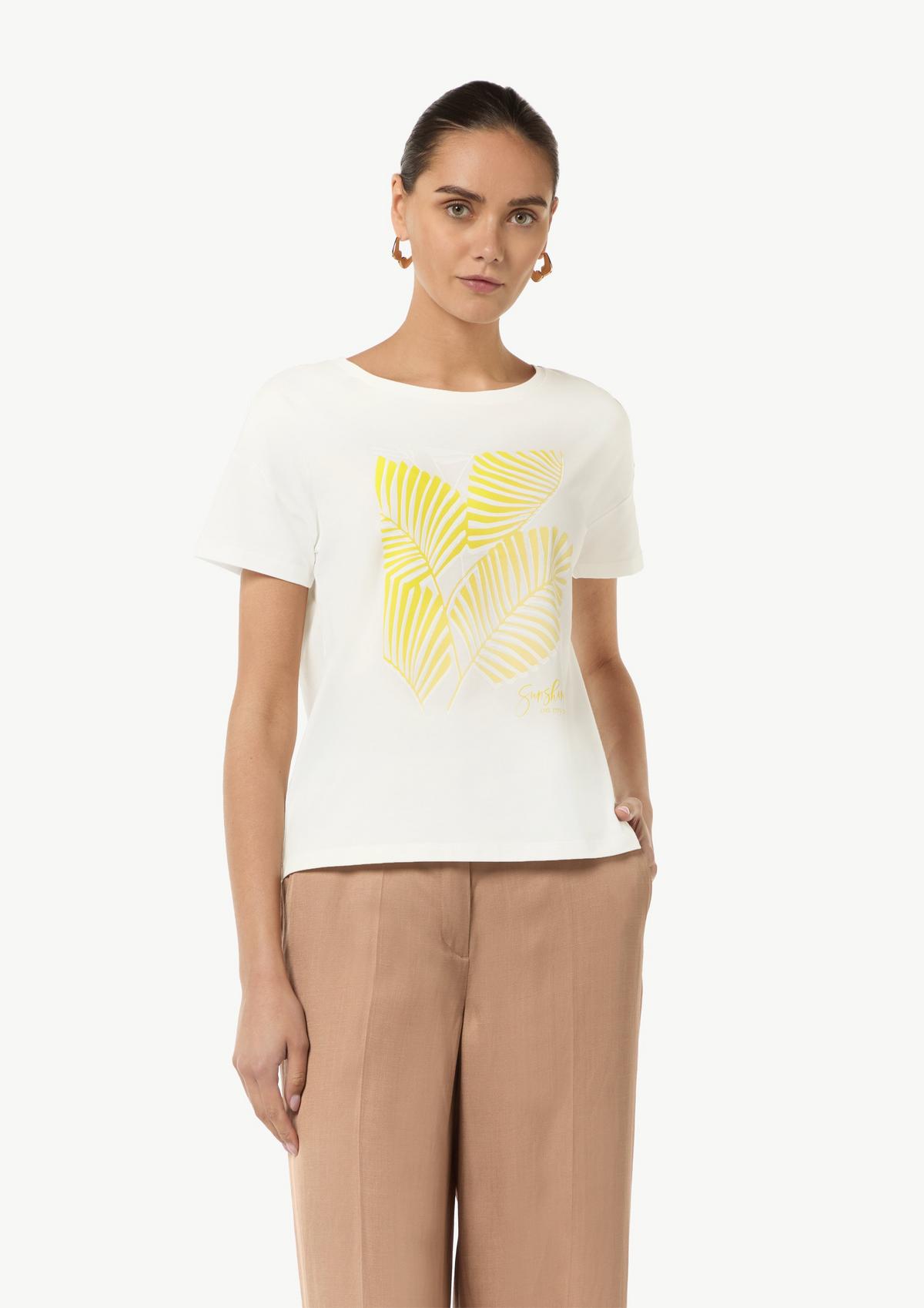Boxy-T-Shirt aus Modalmix mit Frontprint - weiß | Comma