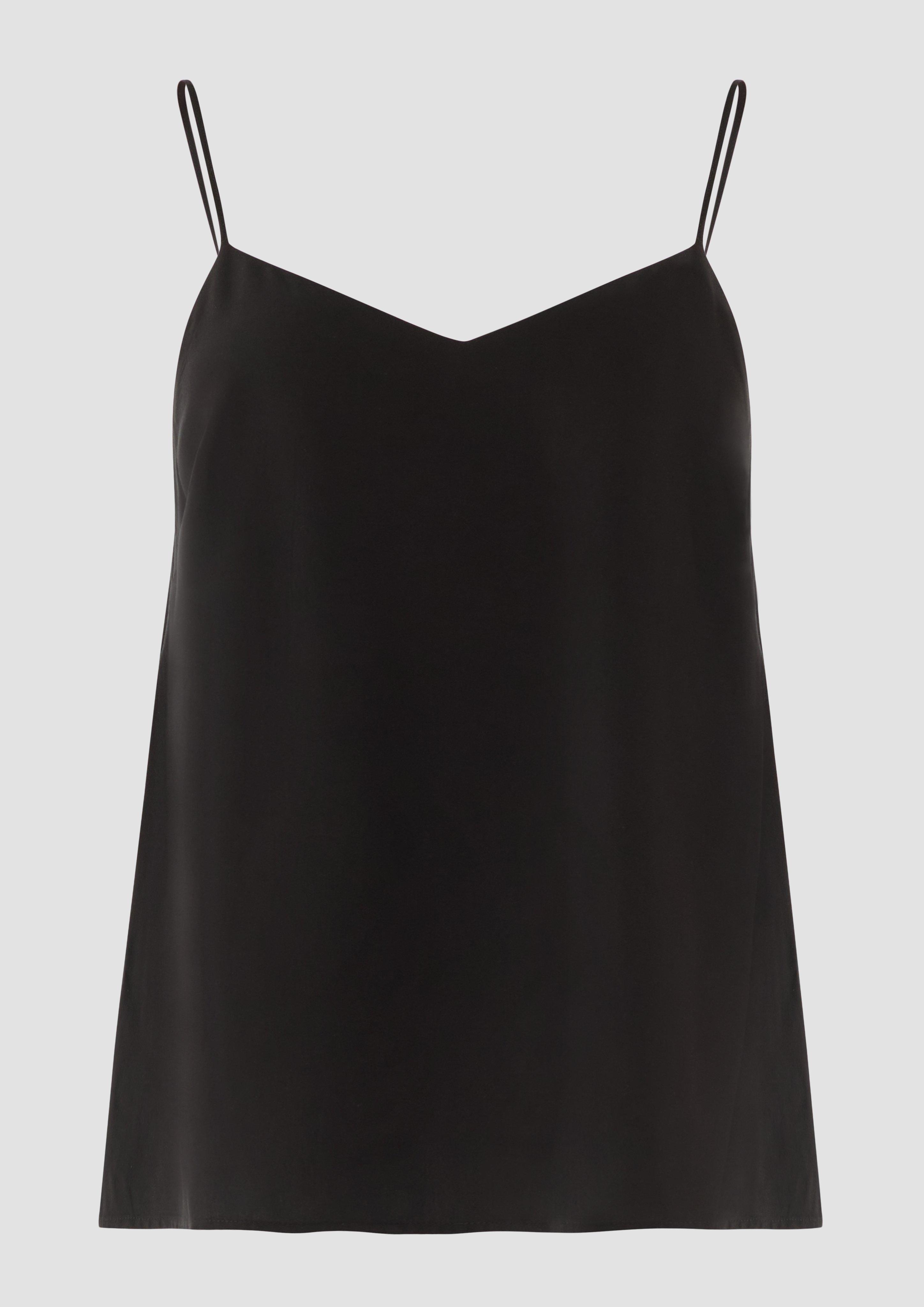 Thumbnail - QS - Bluse aus Satin mit V-Neck, Damen, schwarz