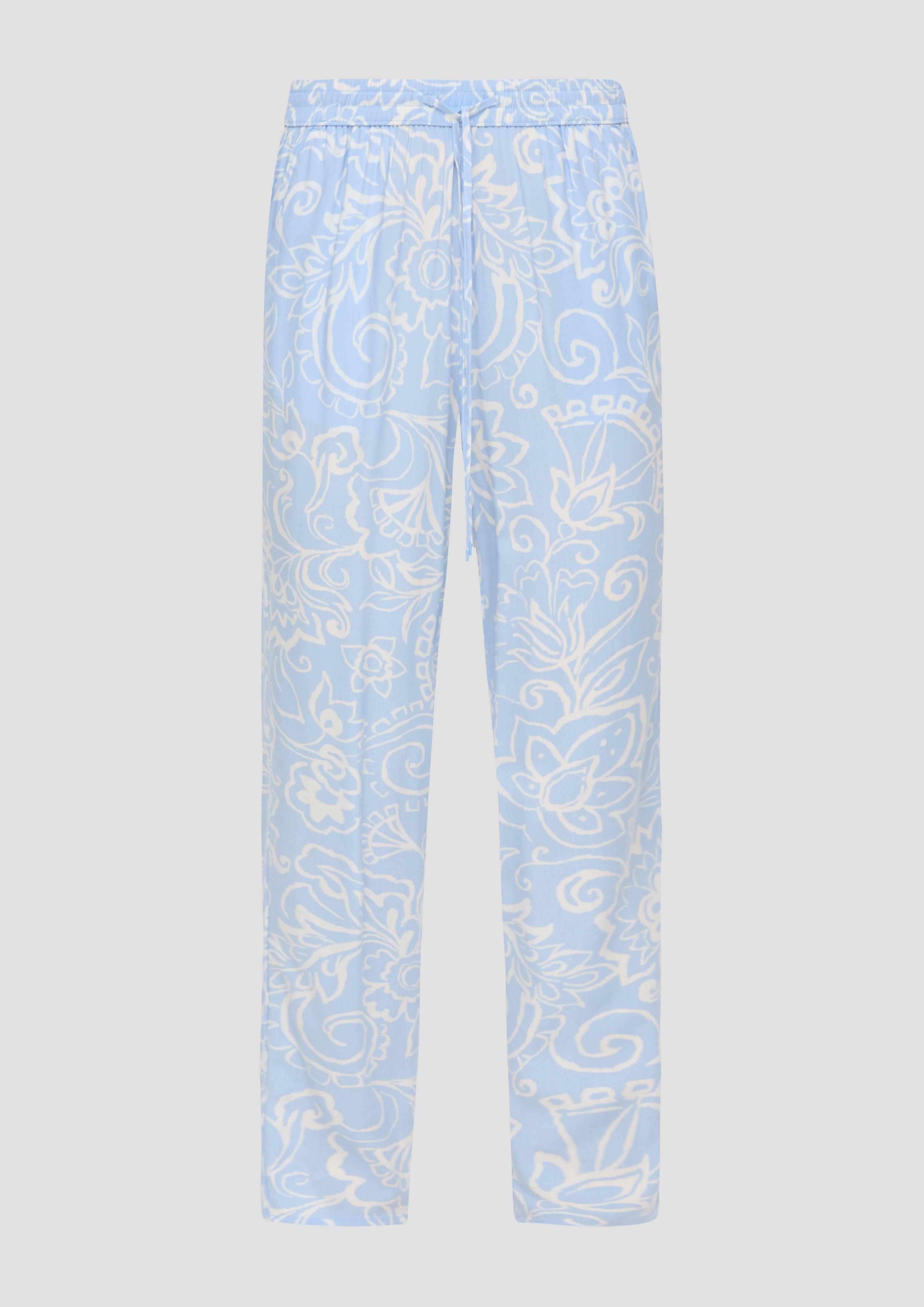 s.Oliver - Jogpants aus Viskose mit All-over-Print, Damen, blau