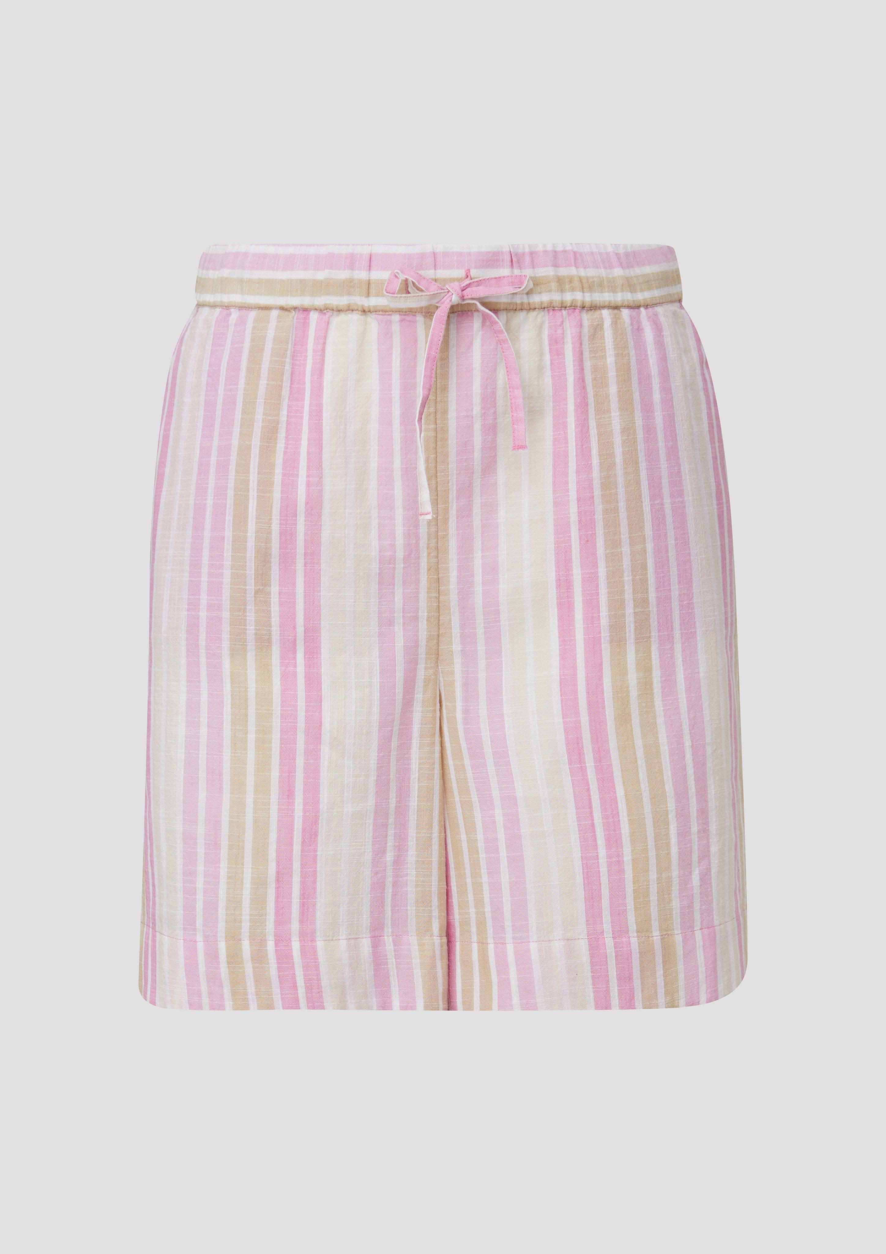 s.Oliver - Leichte Shorts mit Elastikbund und Streifen, Damen, Rosa