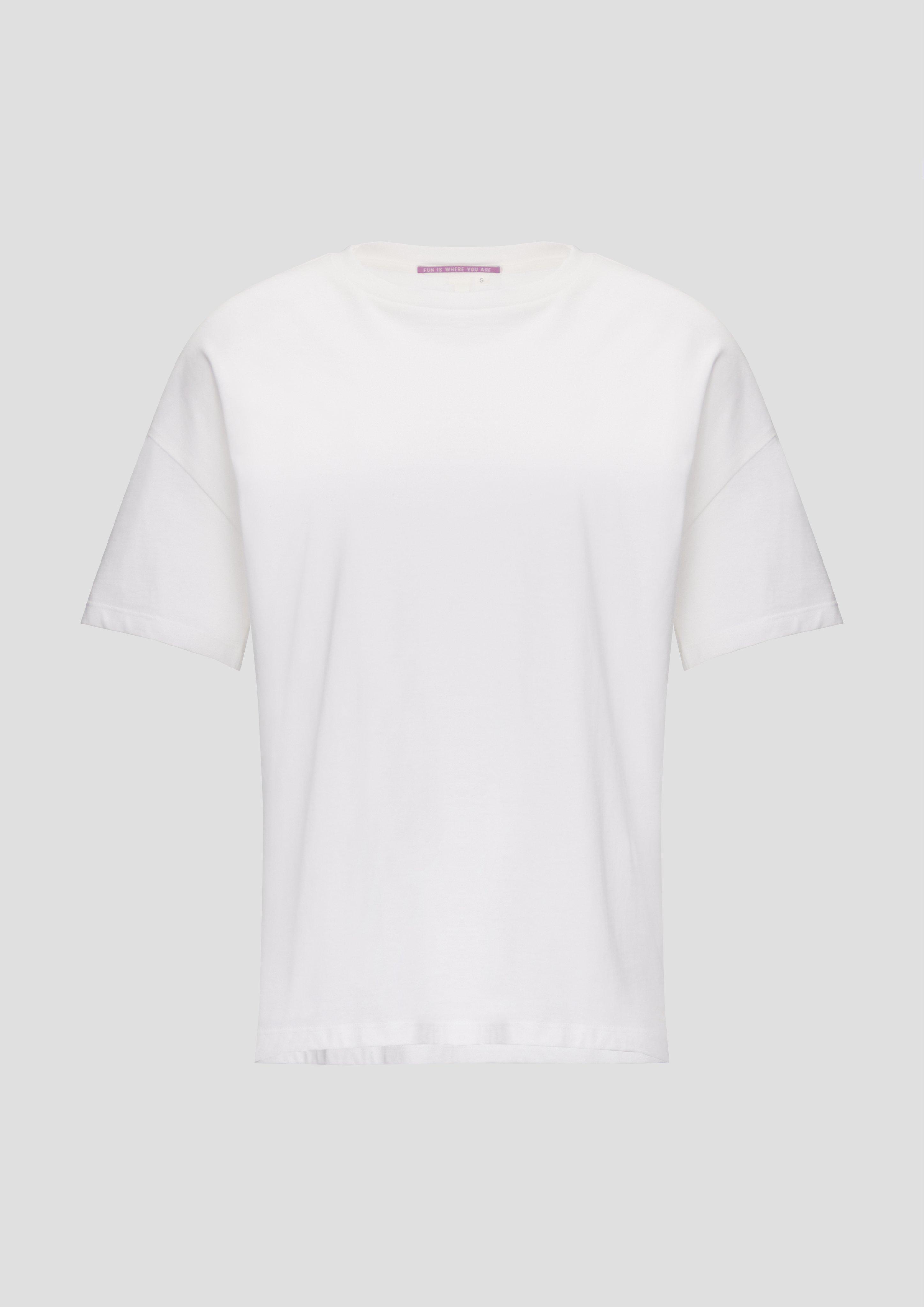 QS - Oversized T-Shirt aus Baumwolle, Damen, weiß