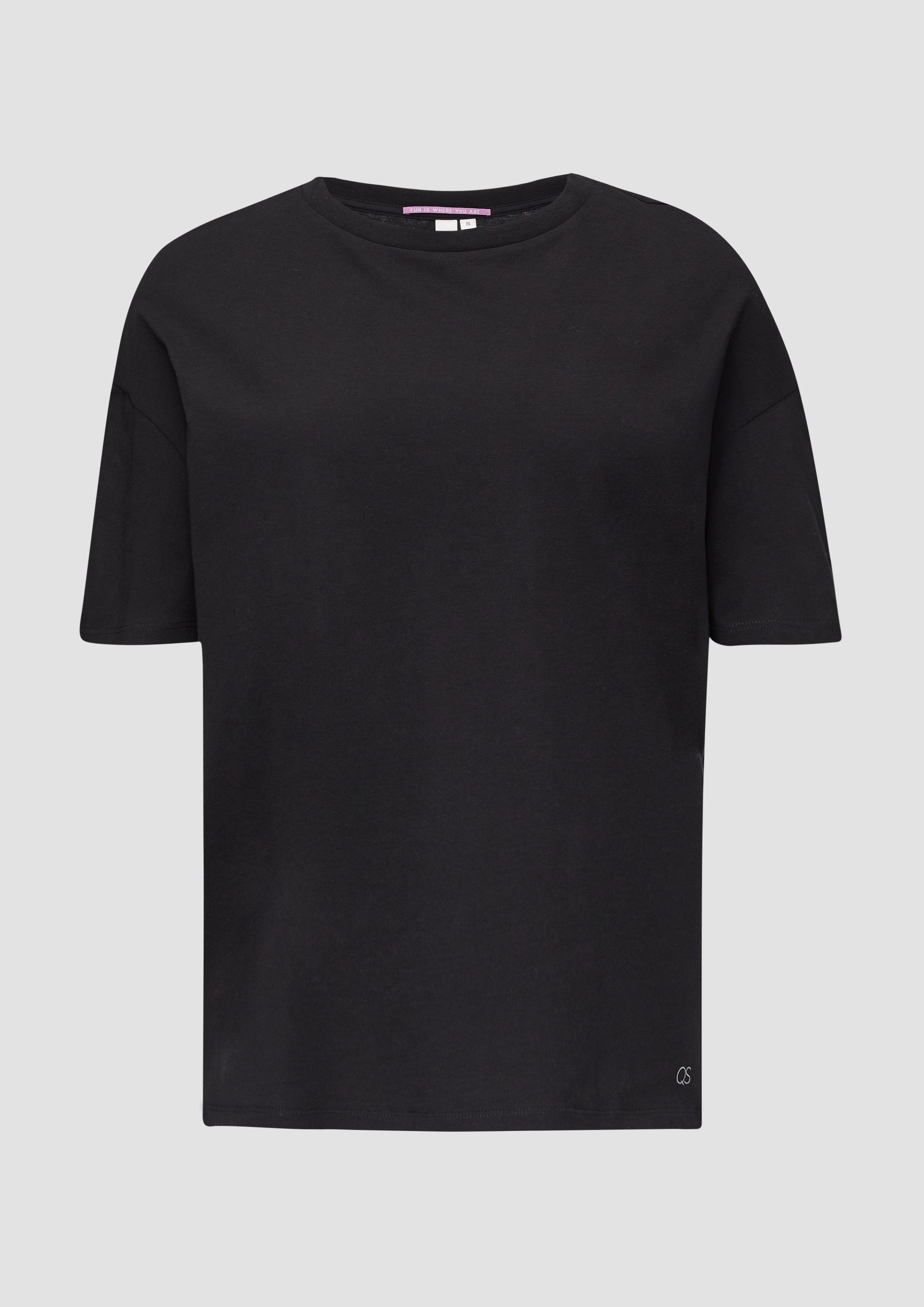 QS - Oversized T-Shirt aus Baumwolle, Damen, schwarz