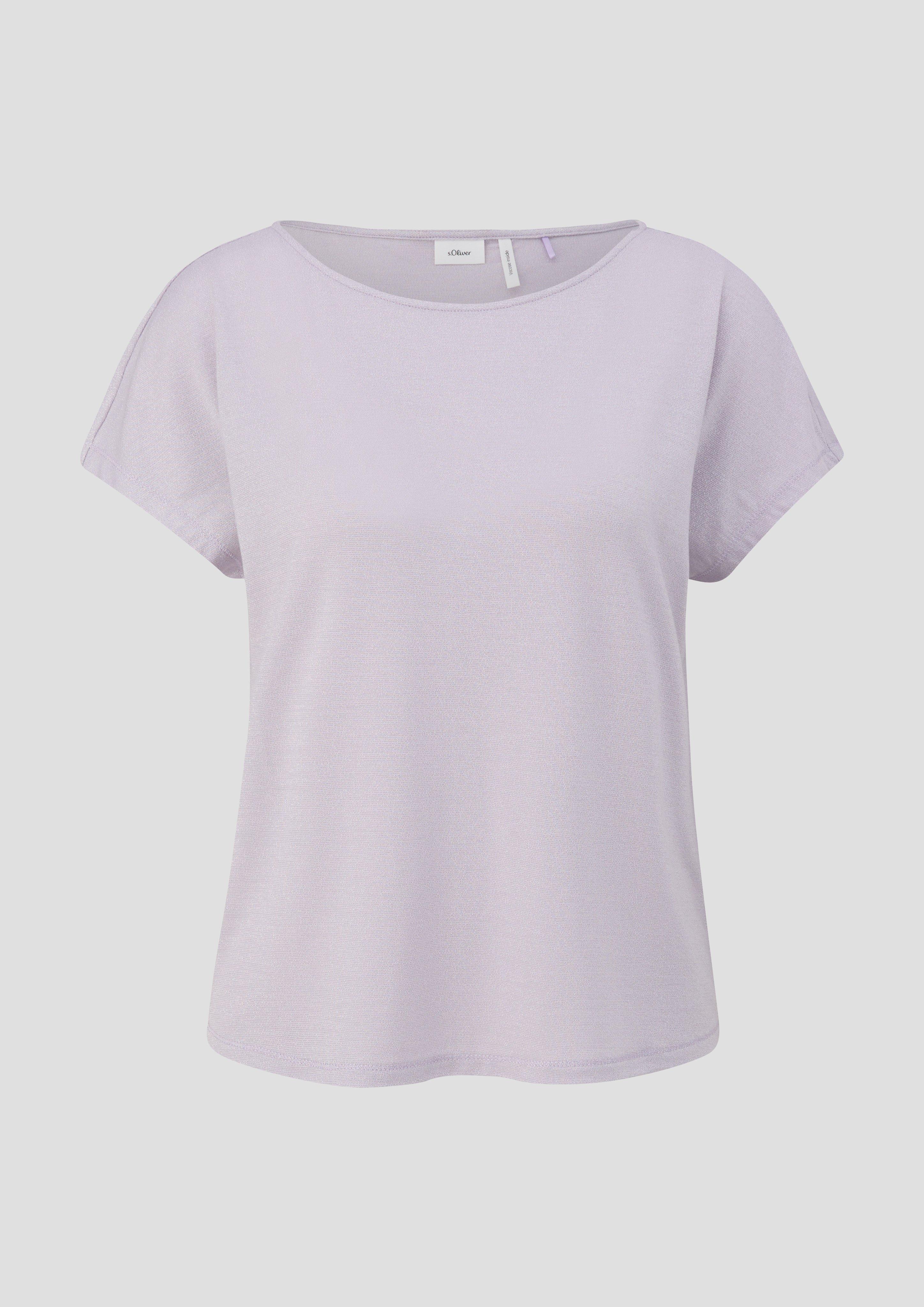 Thumbnail - s.Oliver - Fließendes Jersey-T-Shirt aus Glitzergarn, Damen, lila