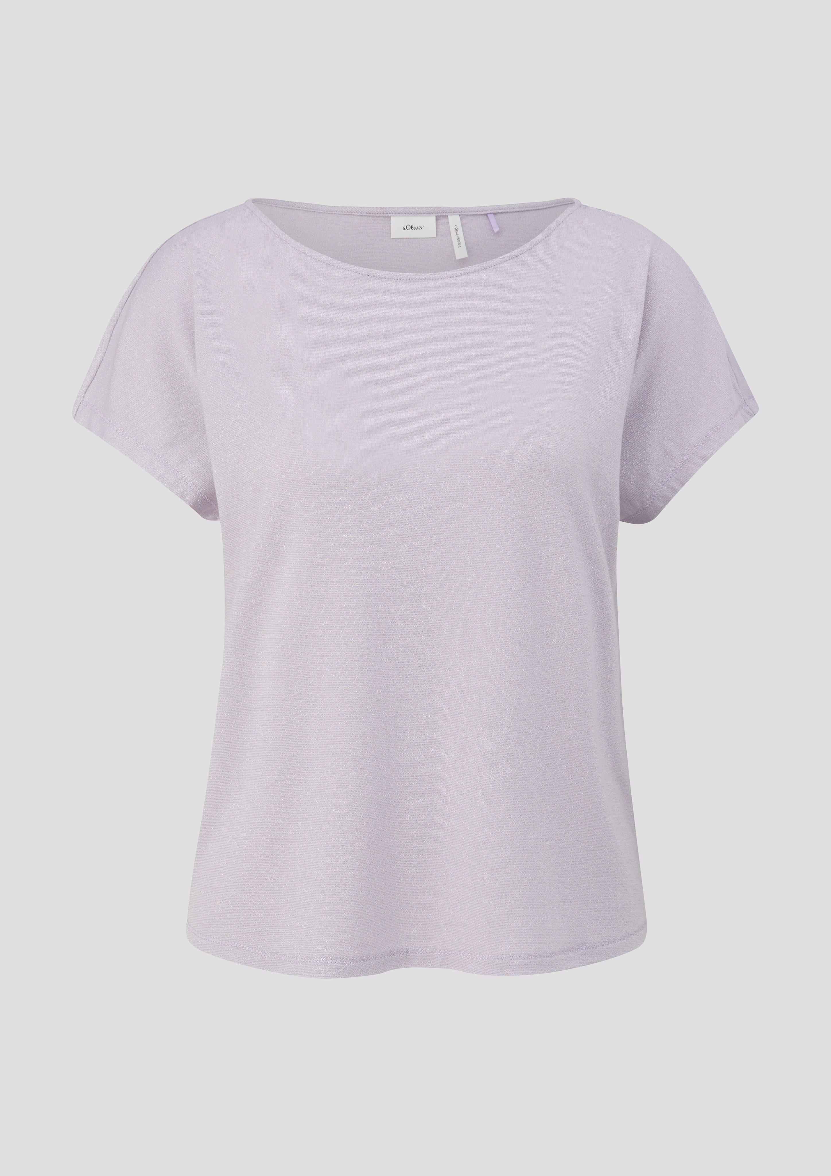 s.Oliver - Fließendes Jersey-T-Shirt aus Glitzergarn, Damen, lila