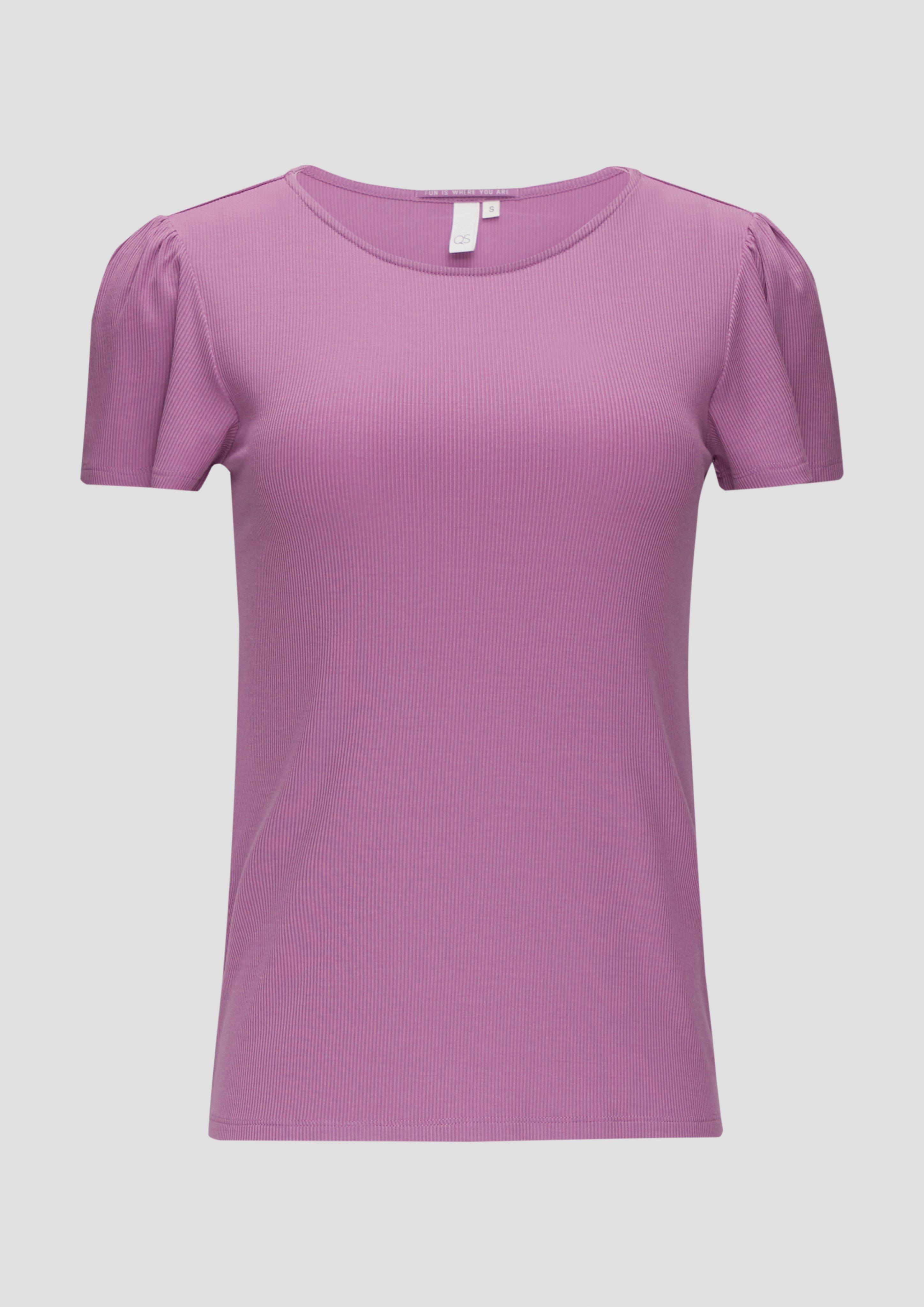 QS - Antailliertes T-Shirt aus Modalmix, Damen, lila