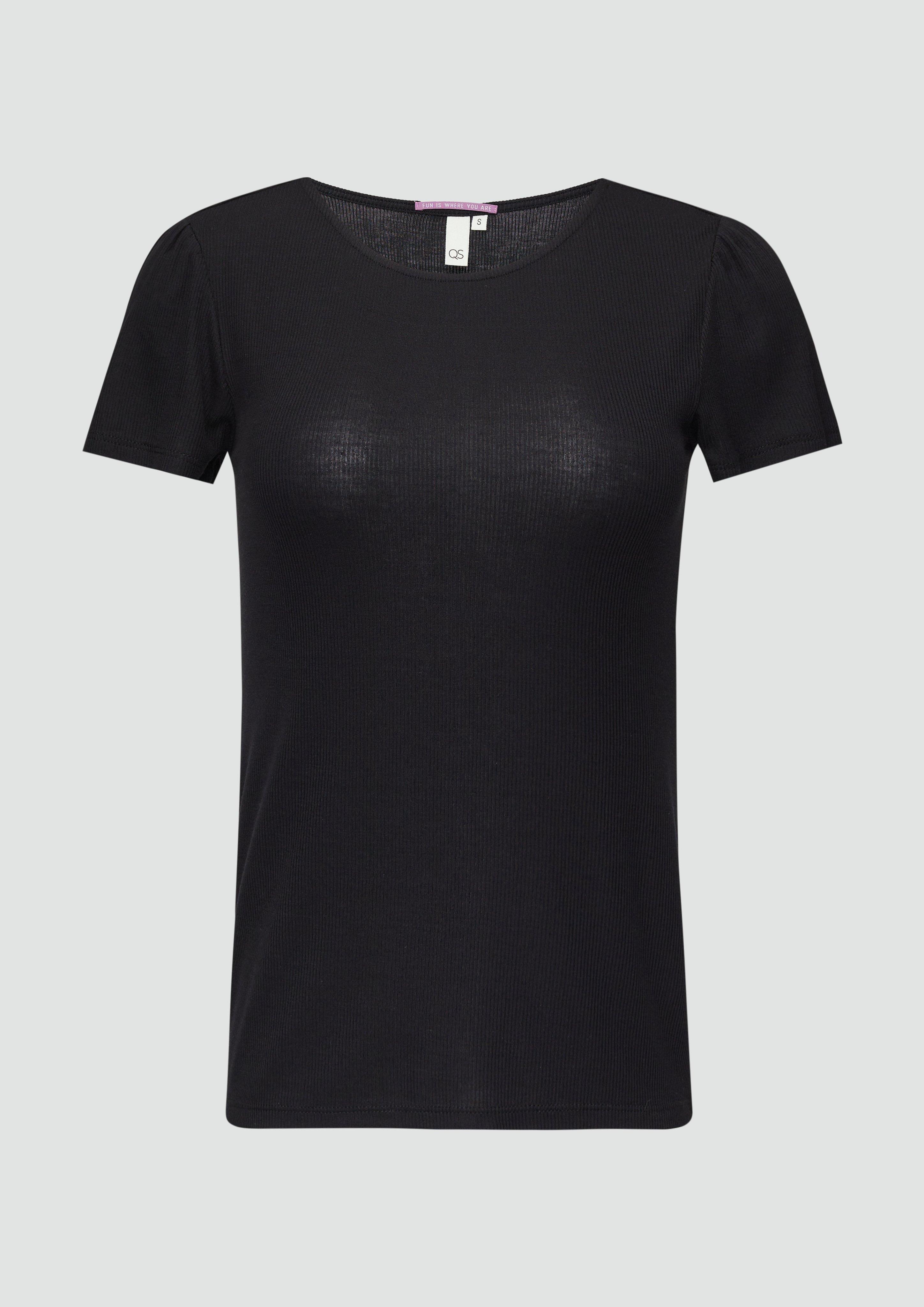 QS - Antailliertes T-Shirt aus Modalmix, Damen, schwarz