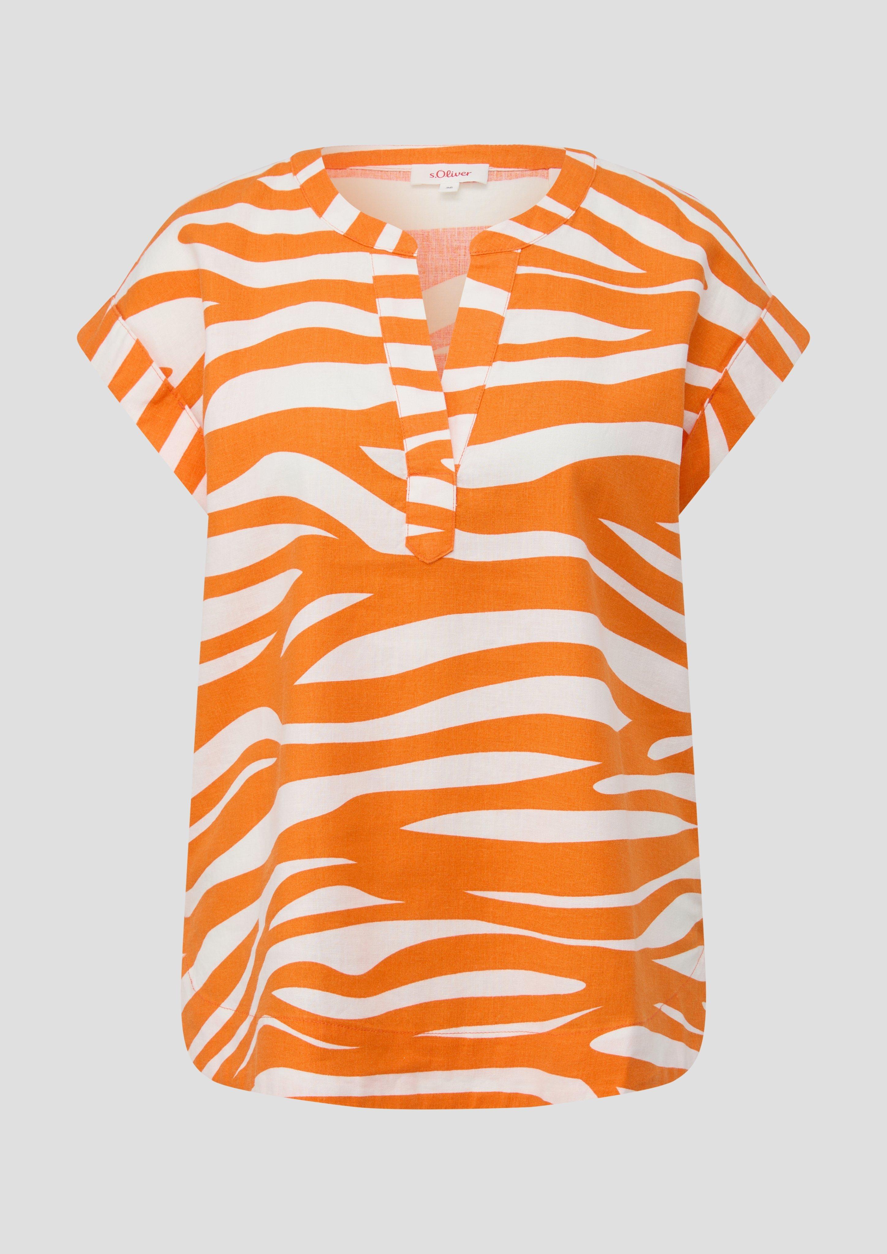 s.Oliver - Blusenshirt aus Leinenmix, Damen, Orange