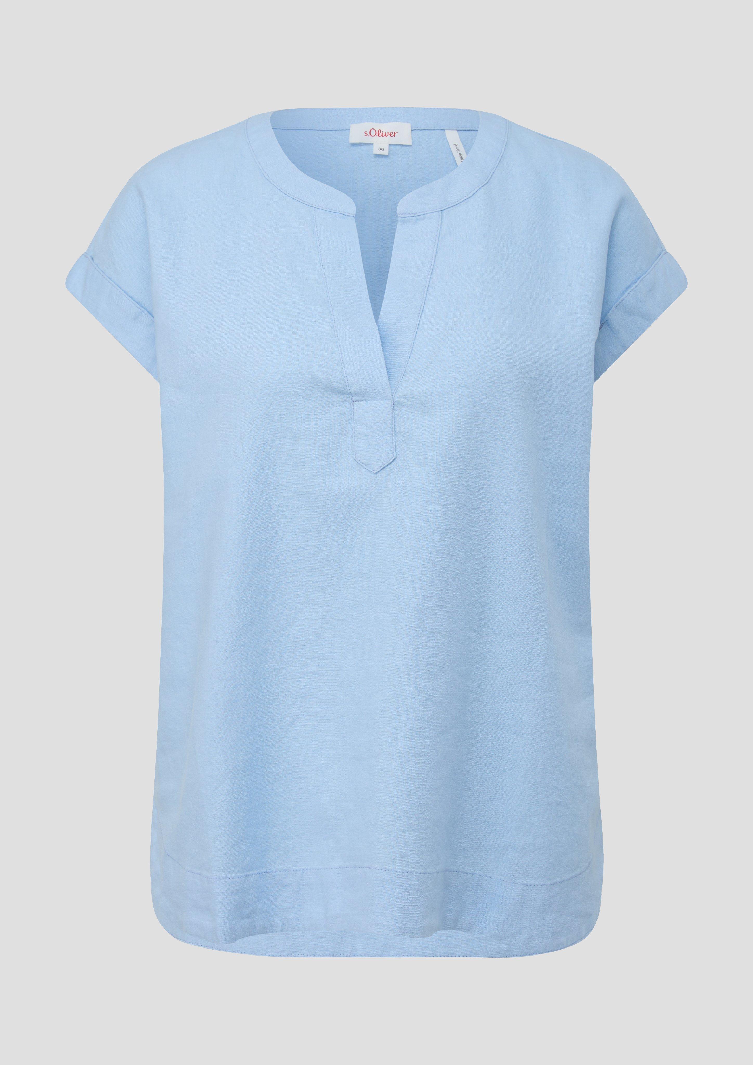 s.Oliver - Blusenshirt aus Leinenmix, Damen, blau