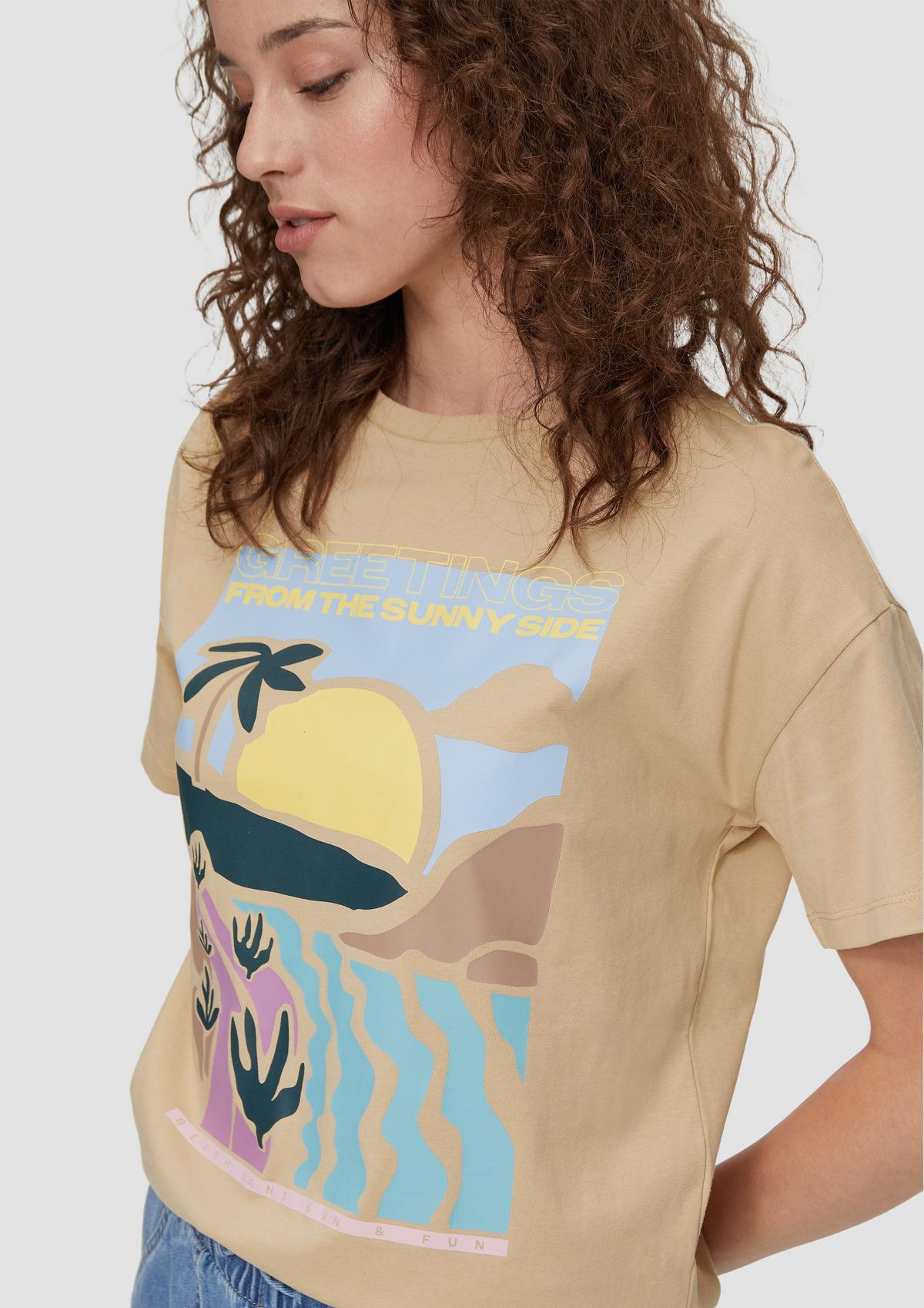 s.Oliver T-shirt en coton de coupe ample à imprimé artistique