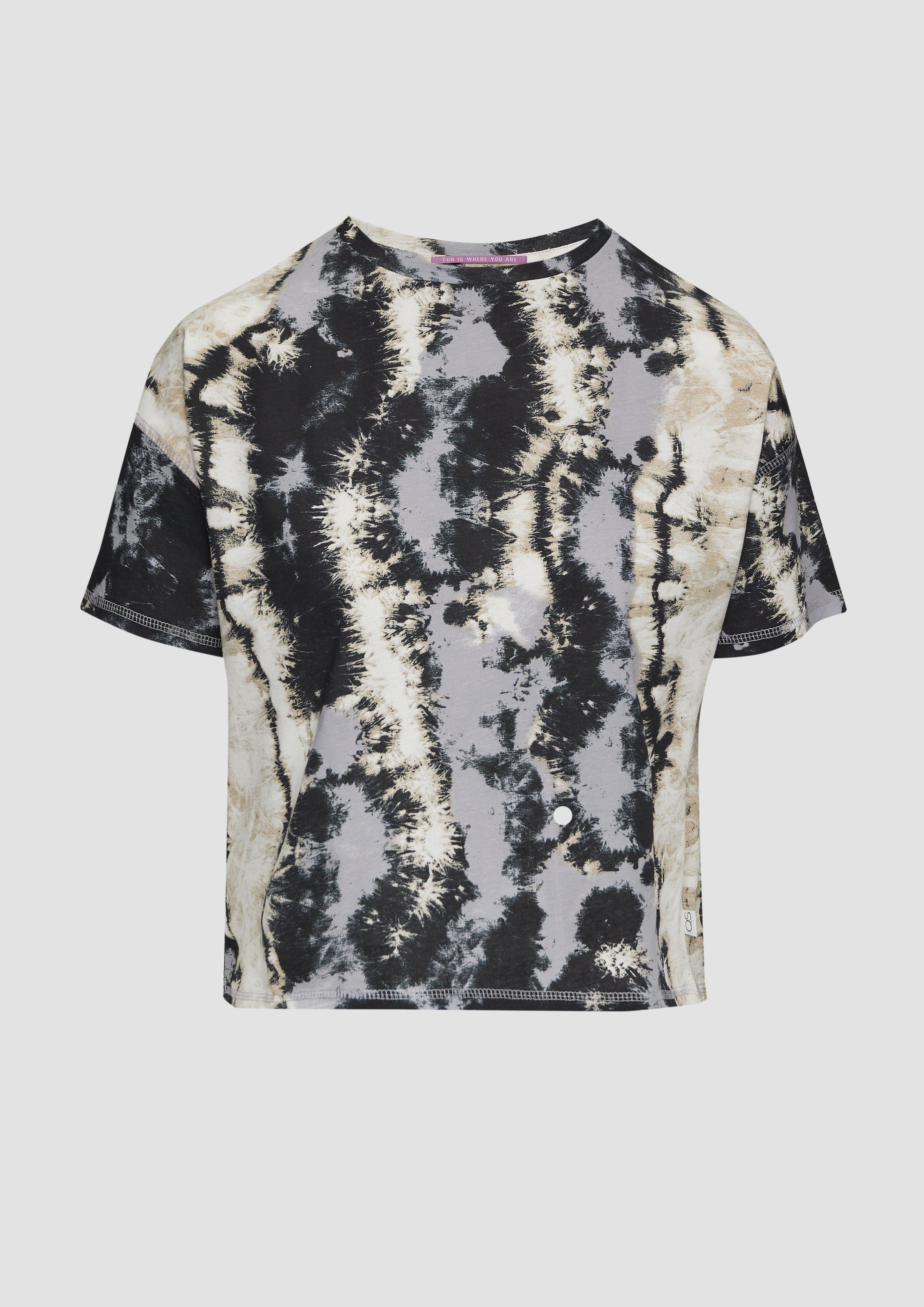 QS - T-Shirt mit All-over-Print, Damen, grau