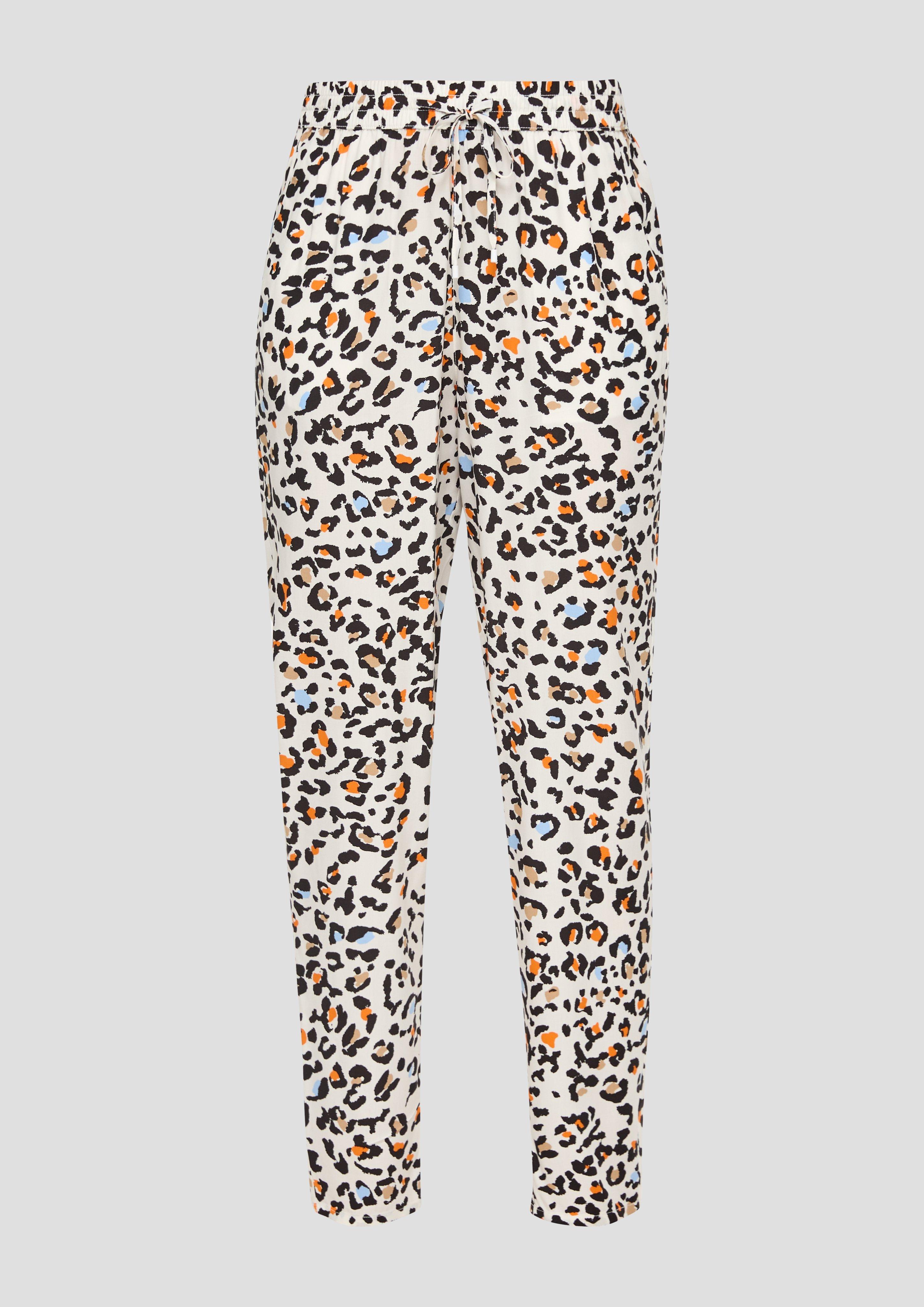 s.Oliver - Hose aus reiner Viskose mit Artwork-Print, Damen, creme