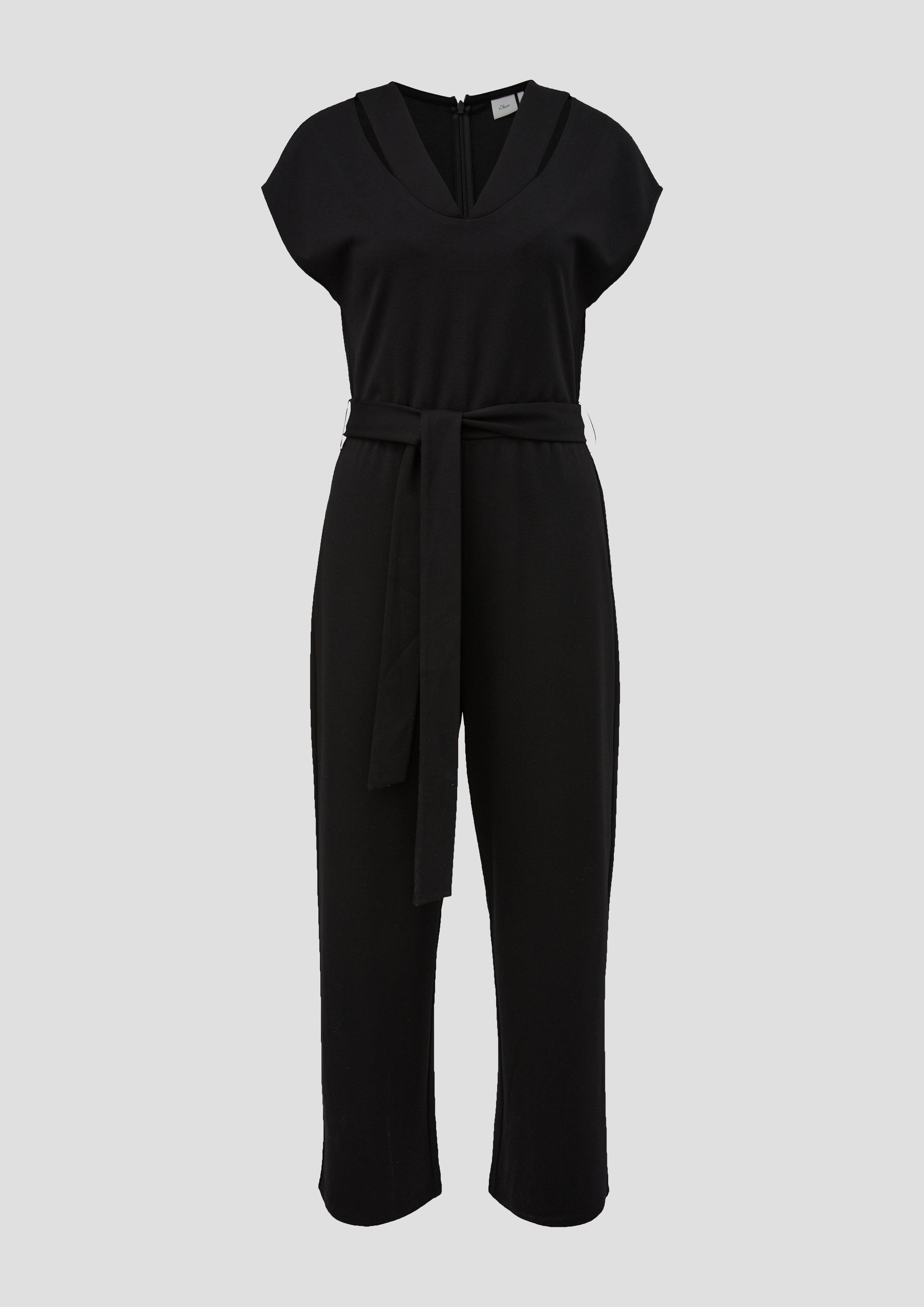 s.Oliver - Jumpsuit aus Interlock-Jersey mit Elastikbund, Damen, schwarz