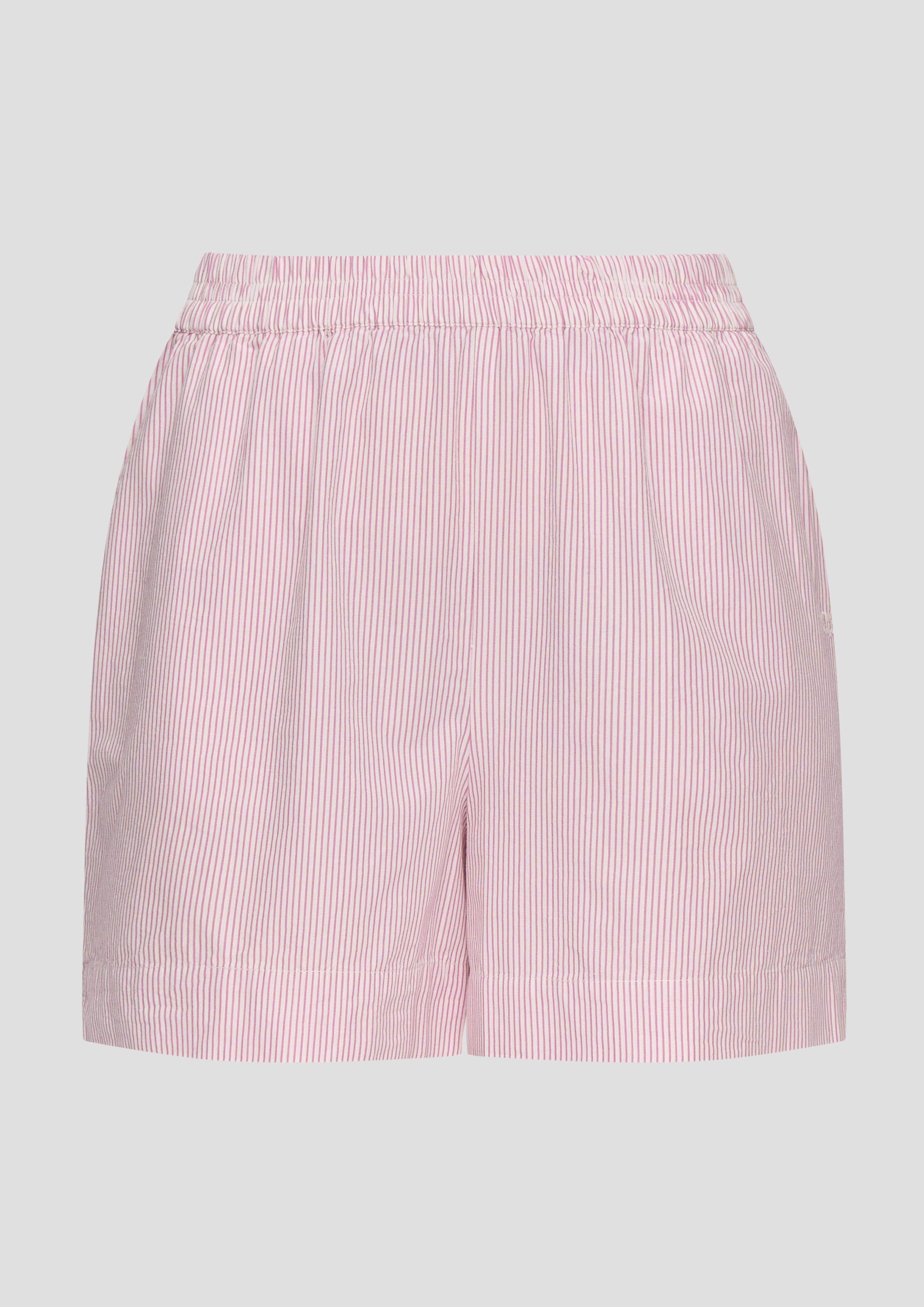 QS - Regular: Gestreifte Shorts mit Elastikbund, Damen, creme