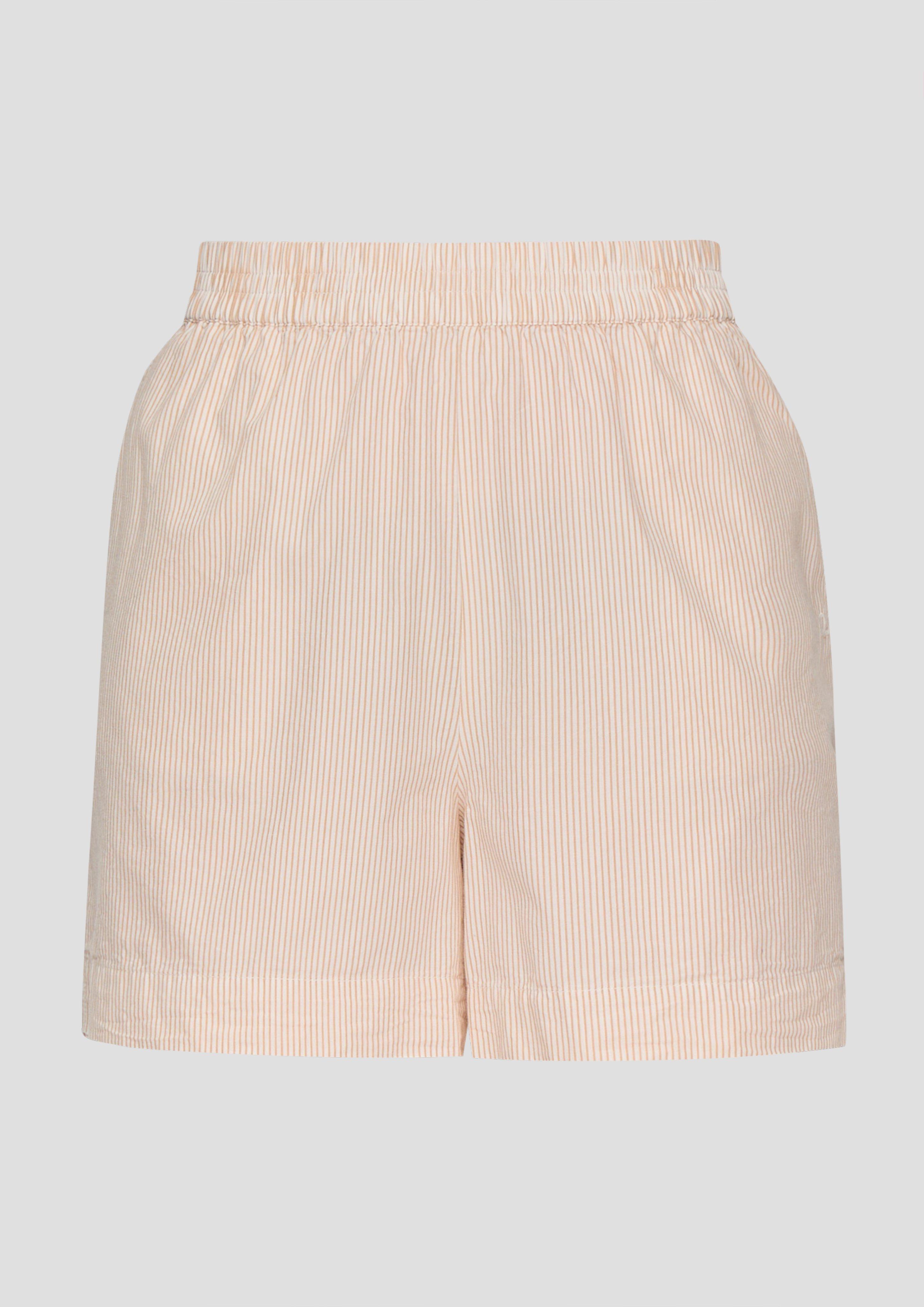 QS - Regular: Gestreifte Shorts mit Elastikbund, Damen, creme