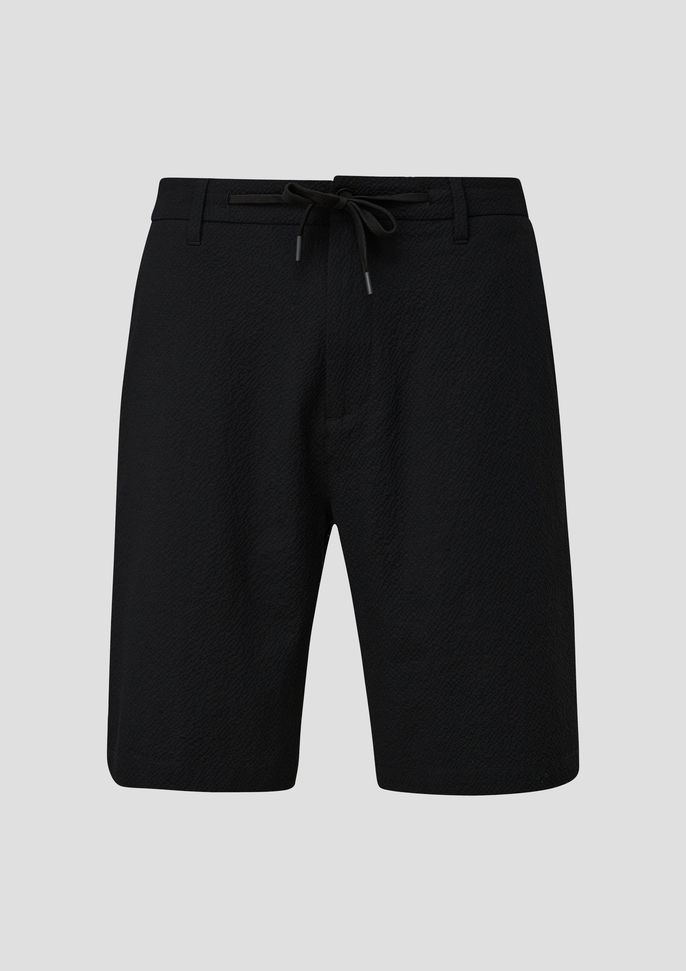 s.Oliver - Seersucker-Shorts im Relaxed Fit, Herren, schwarz