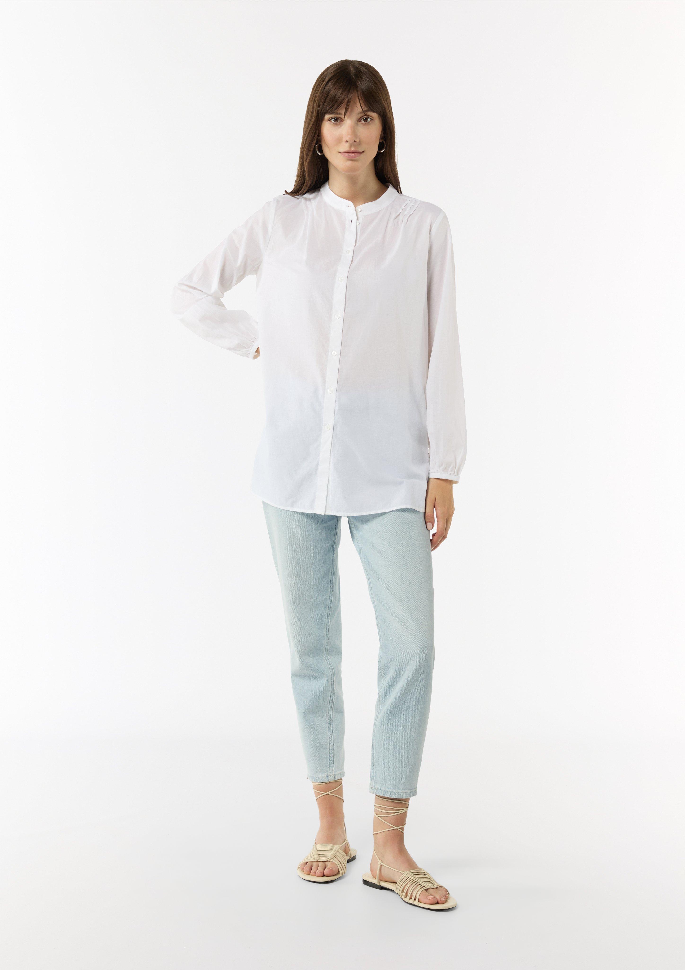 Lightweight tunic blouse with pintuck details - White | SCAYLE