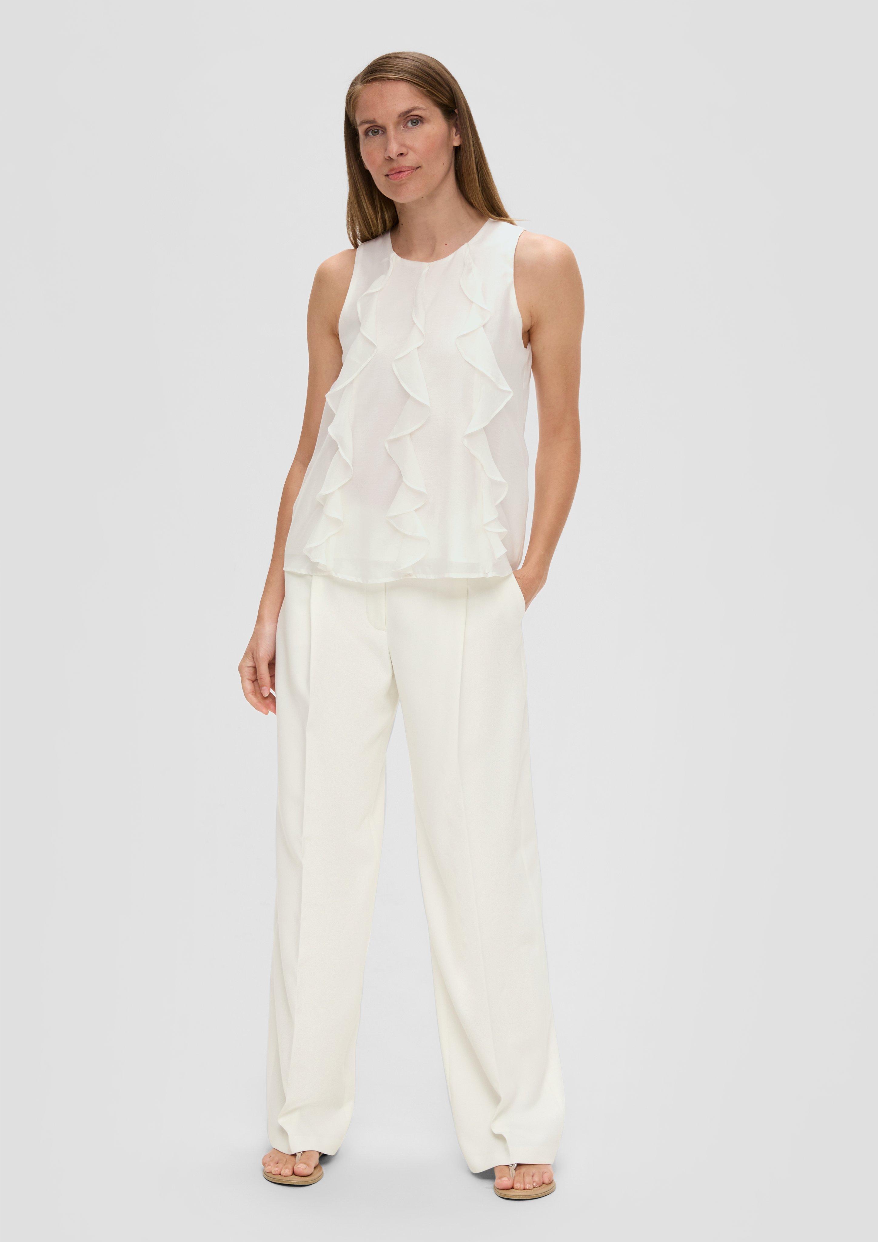 Sleeveless top with a flounce on the front - ecru | s.Oliver Sleeveless top with a flounce on the front - ecru | s.Oliver