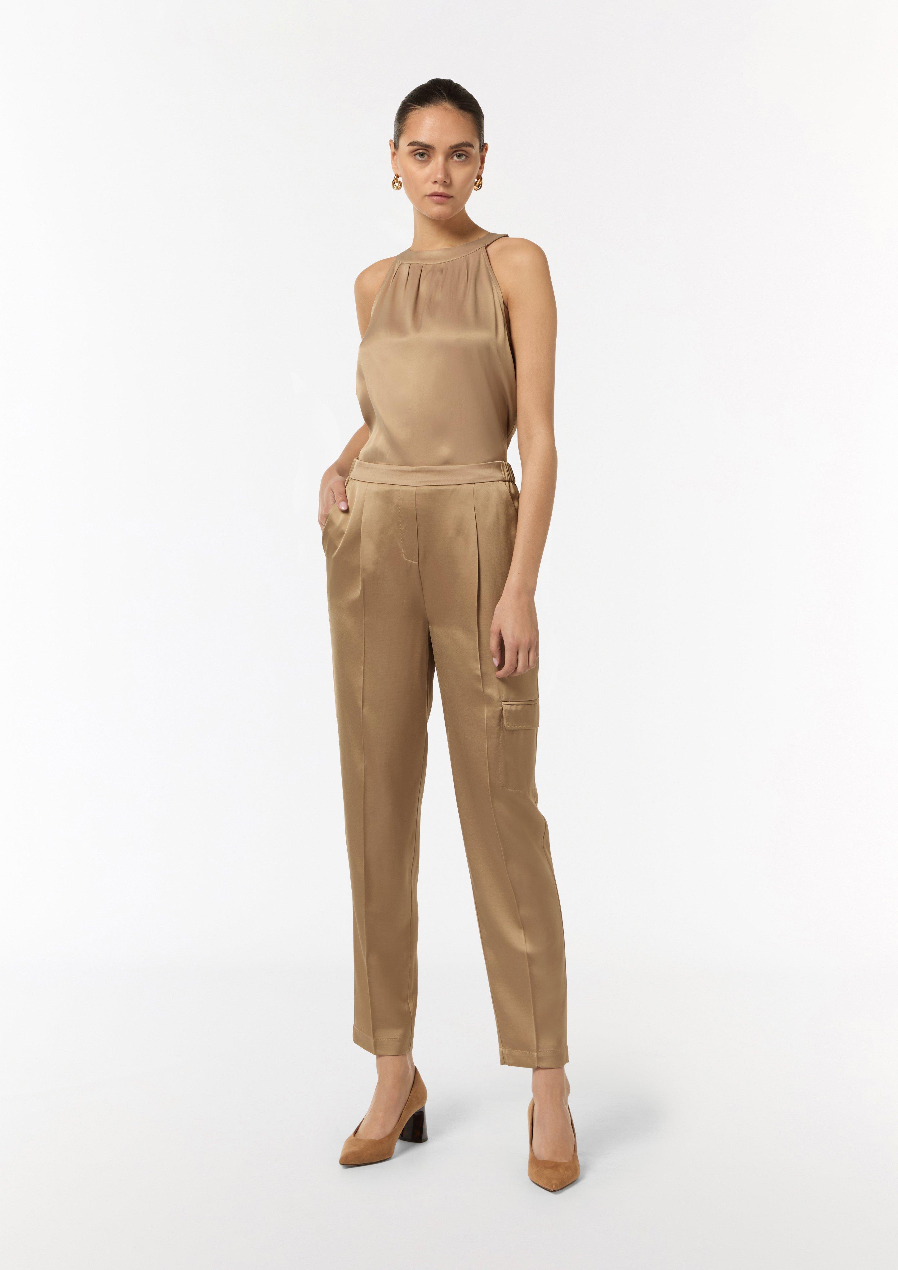 Satin cargo trousers - brown | Comma Satin cargo trousers - brown | Comma