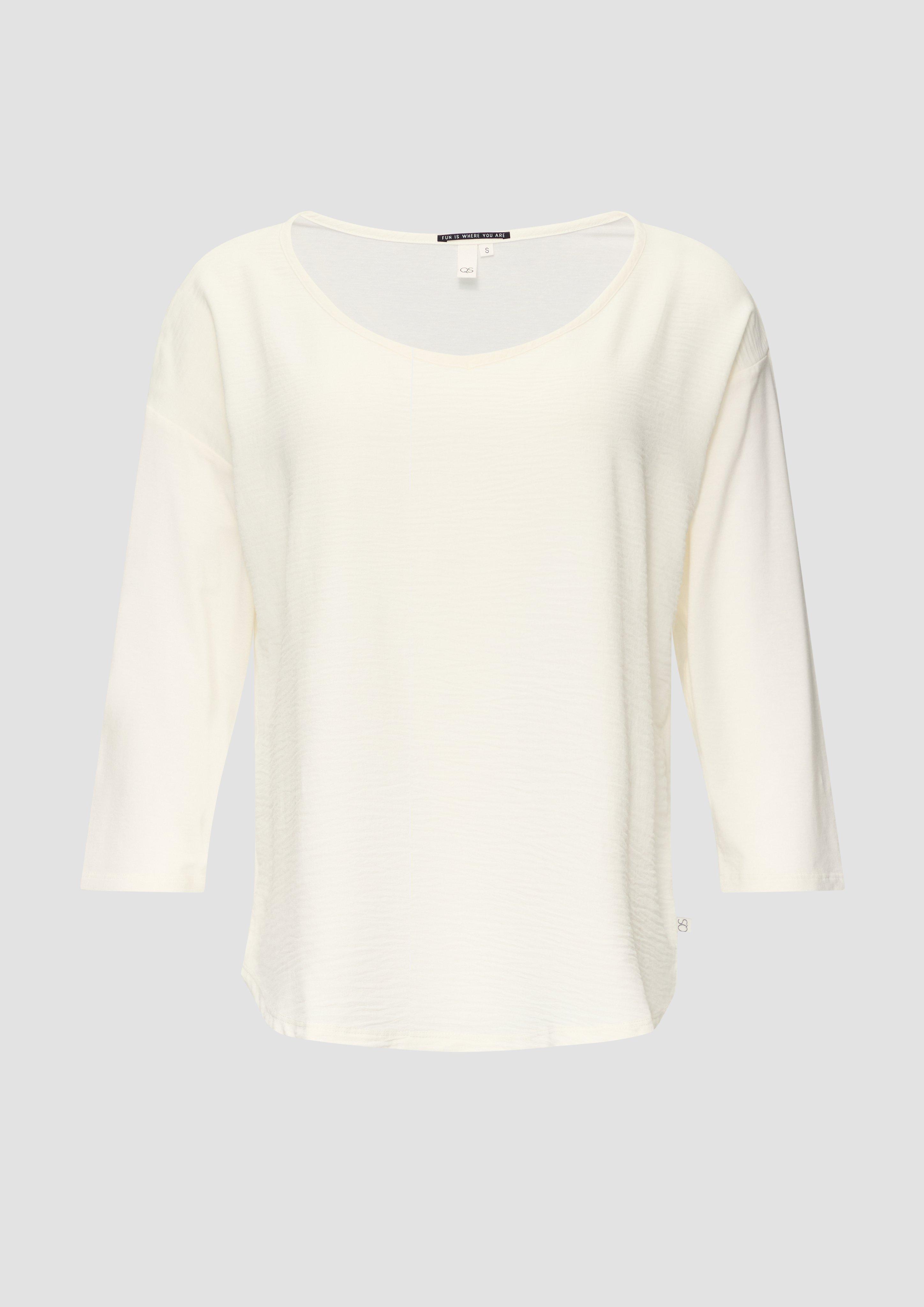 QS - 3/4-Arm-Shirt im Fabricmix, Damen, creme