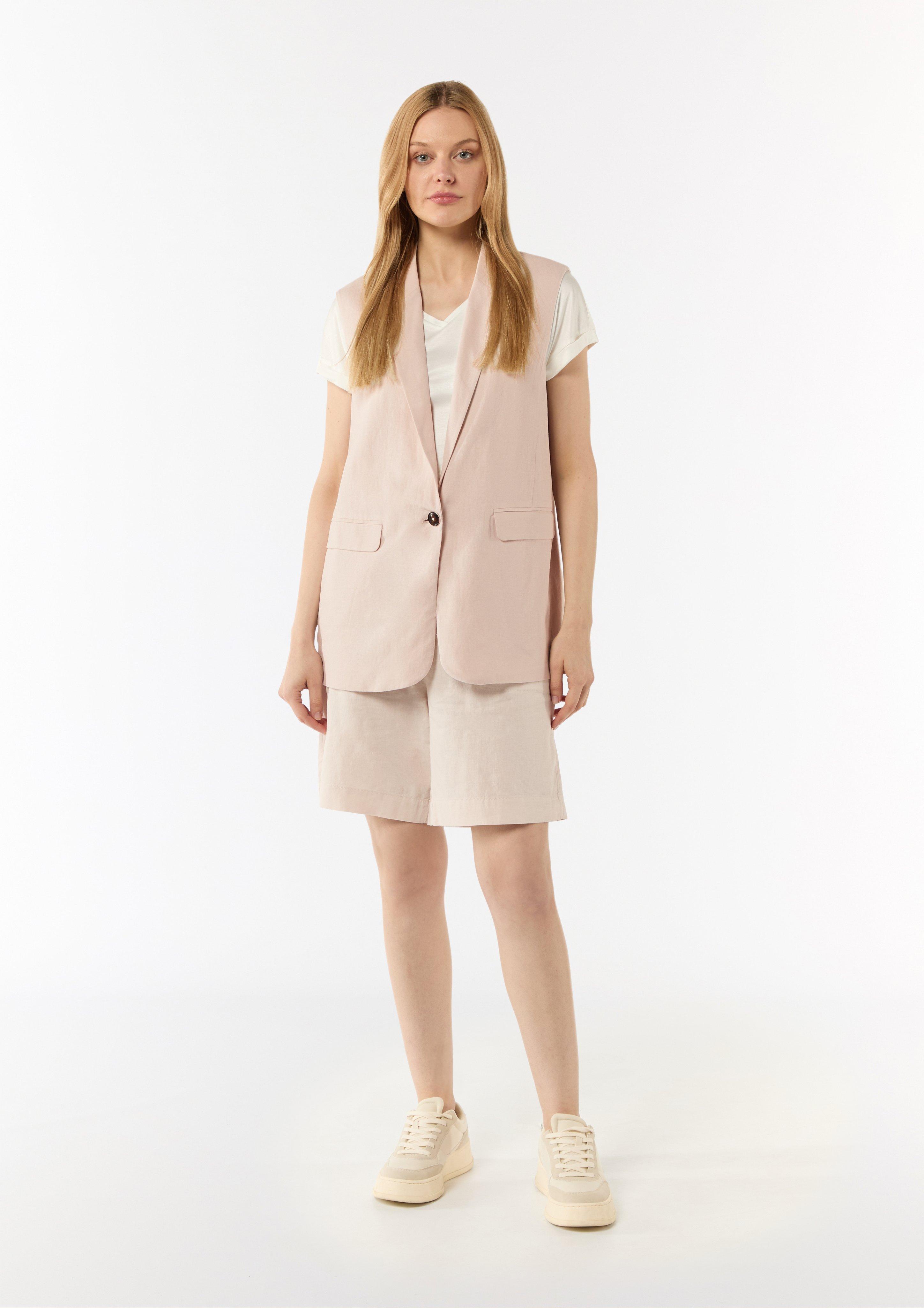 Sleeveless linen blend blazer in a loose fit - Orange | SCAYLE