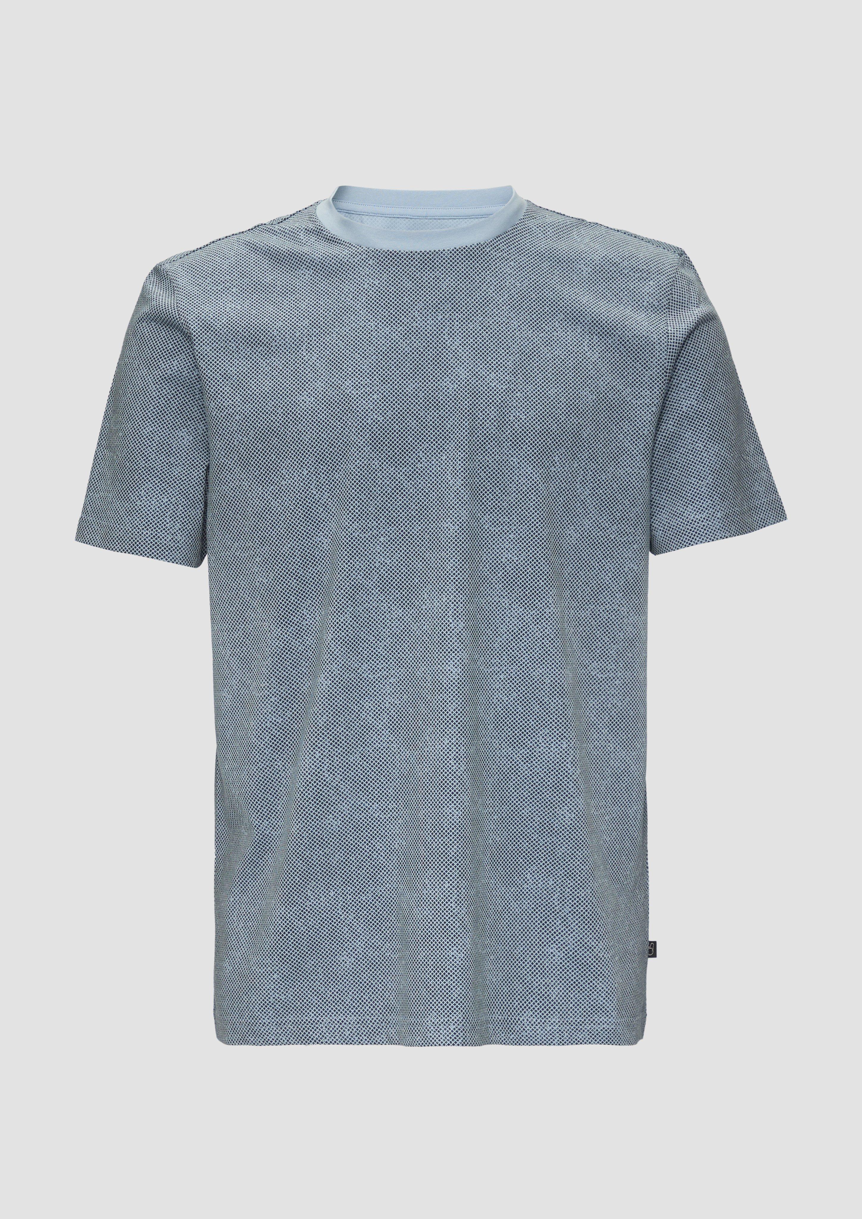 QS - T-Shirt mit All-over-Print, Herren, blau|schwarz