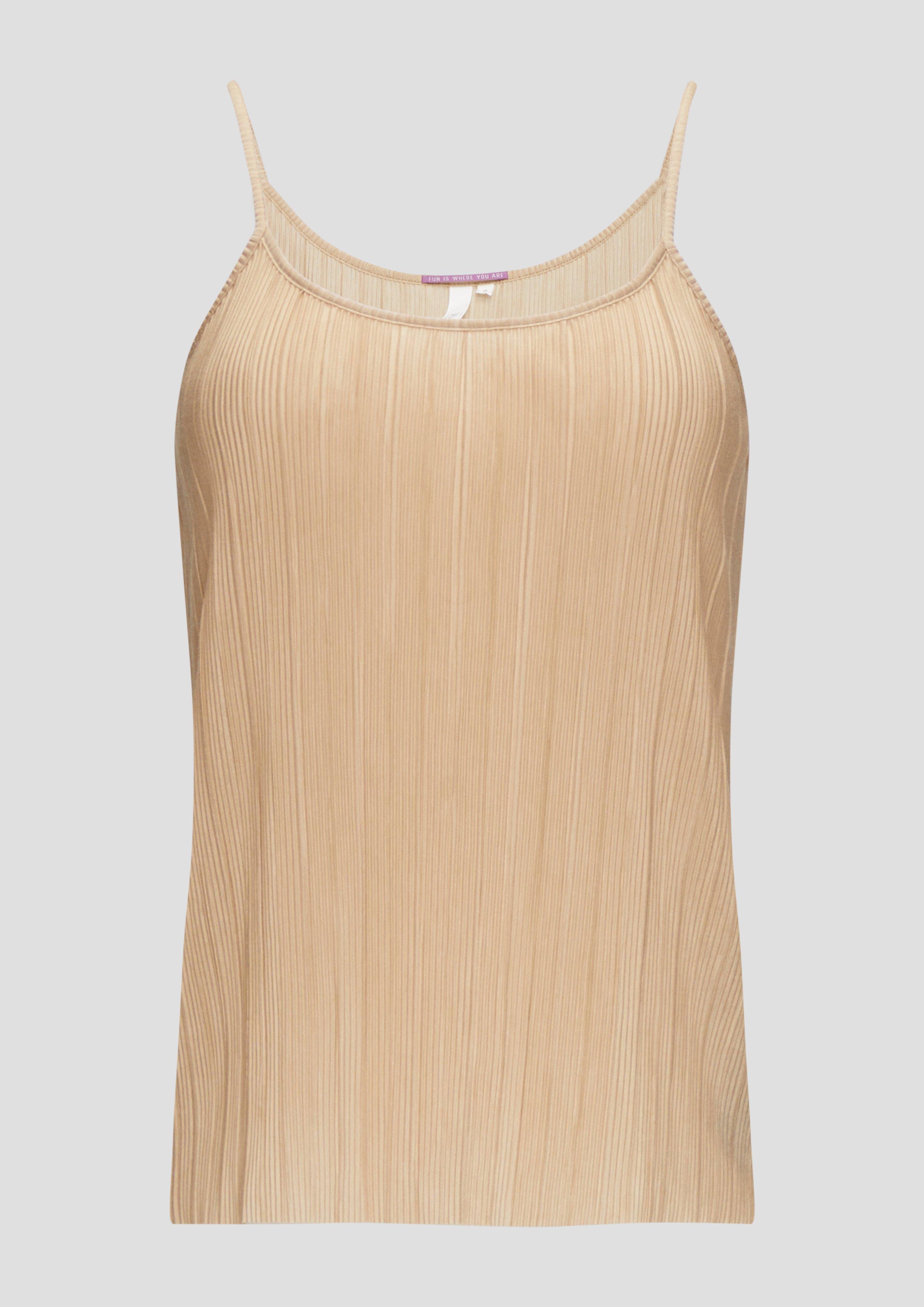 QS - Spaghettiträger-Top mit Plisseefalten, Damen, Beige