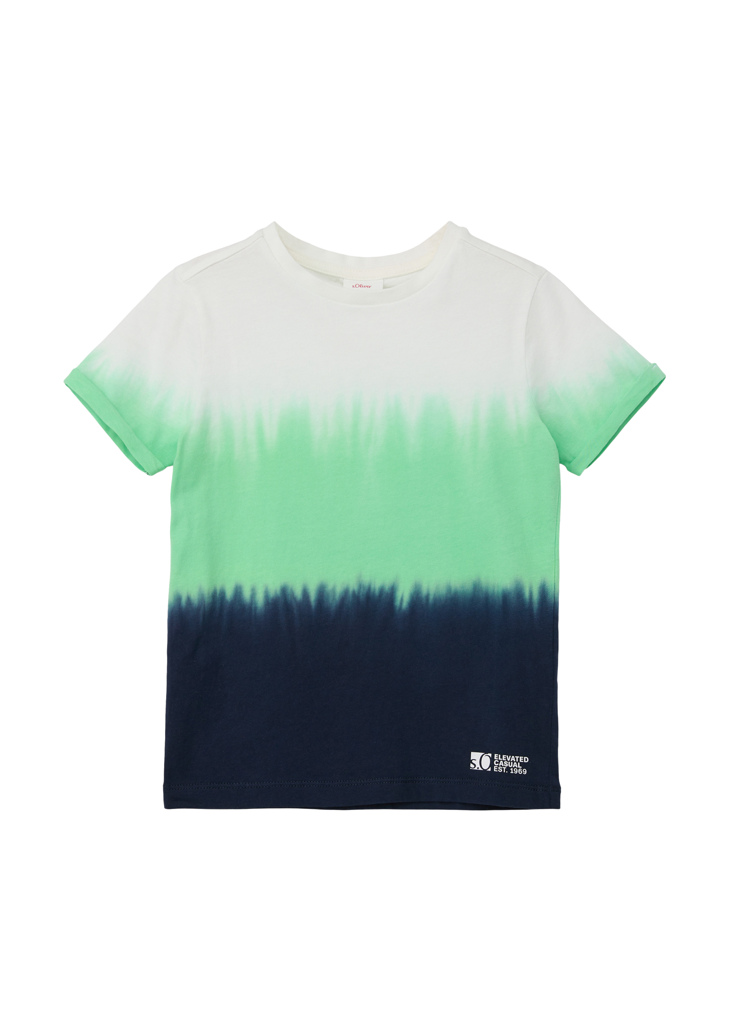 s.Oliver - T-Shirt mit Dip Dye, Kinder, blau|creme|grün