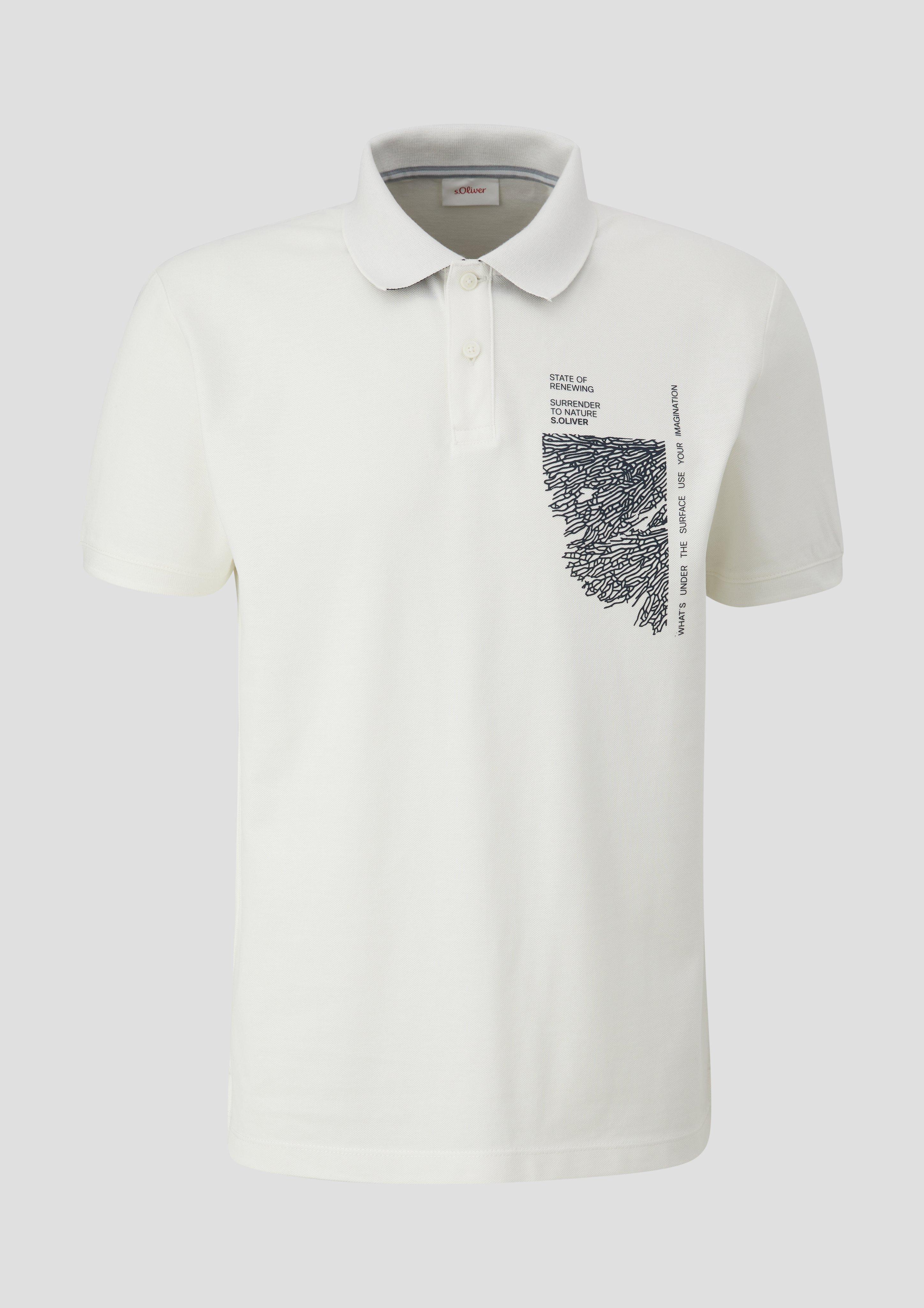 s.Oliver - Poloshirt mit Grafik-Print, Herren, weiß