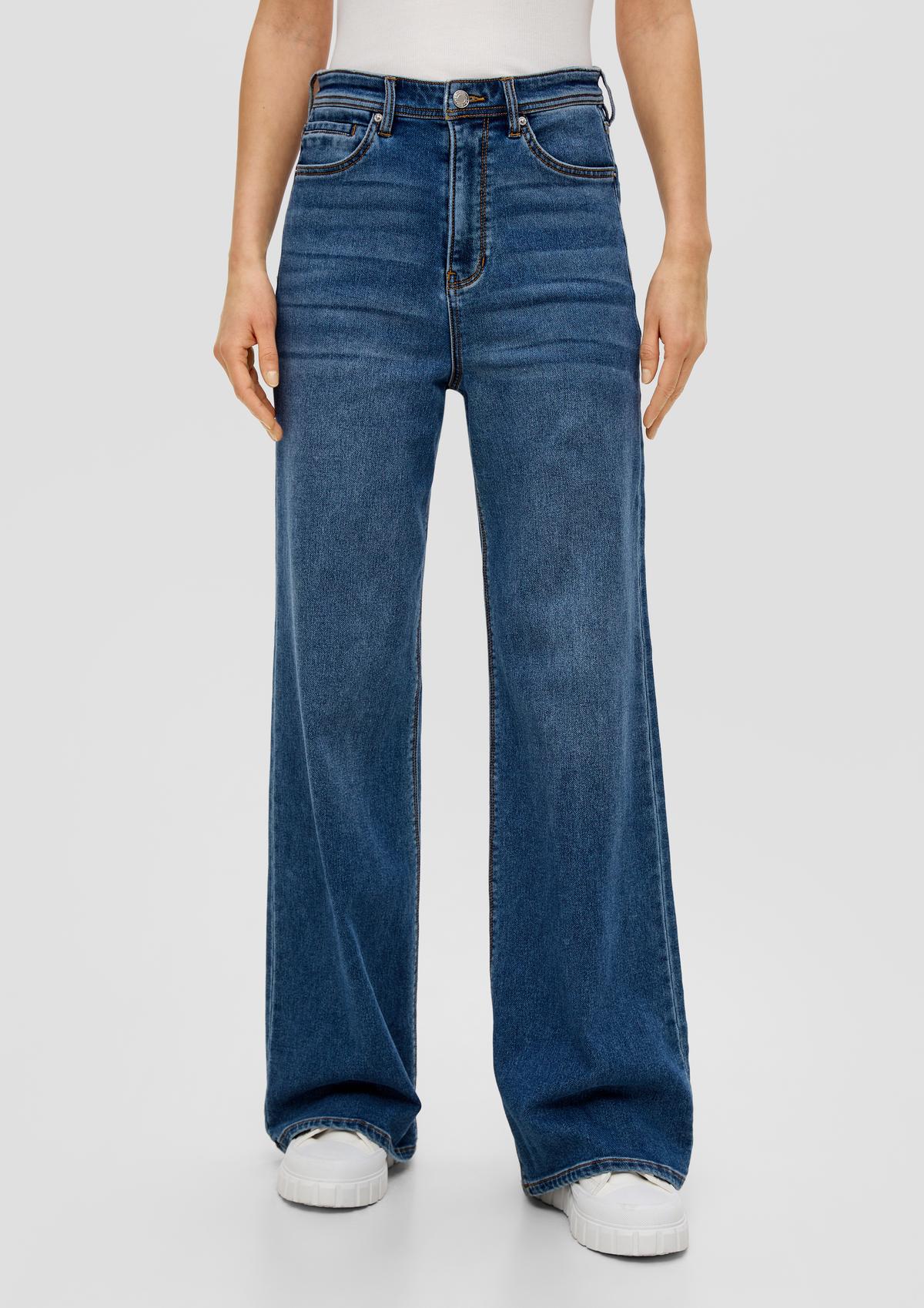 s.Oliver Jeans hlače Suri / kroj Regular Fit / High Rise / široke hlačnice / mešanica bombaža