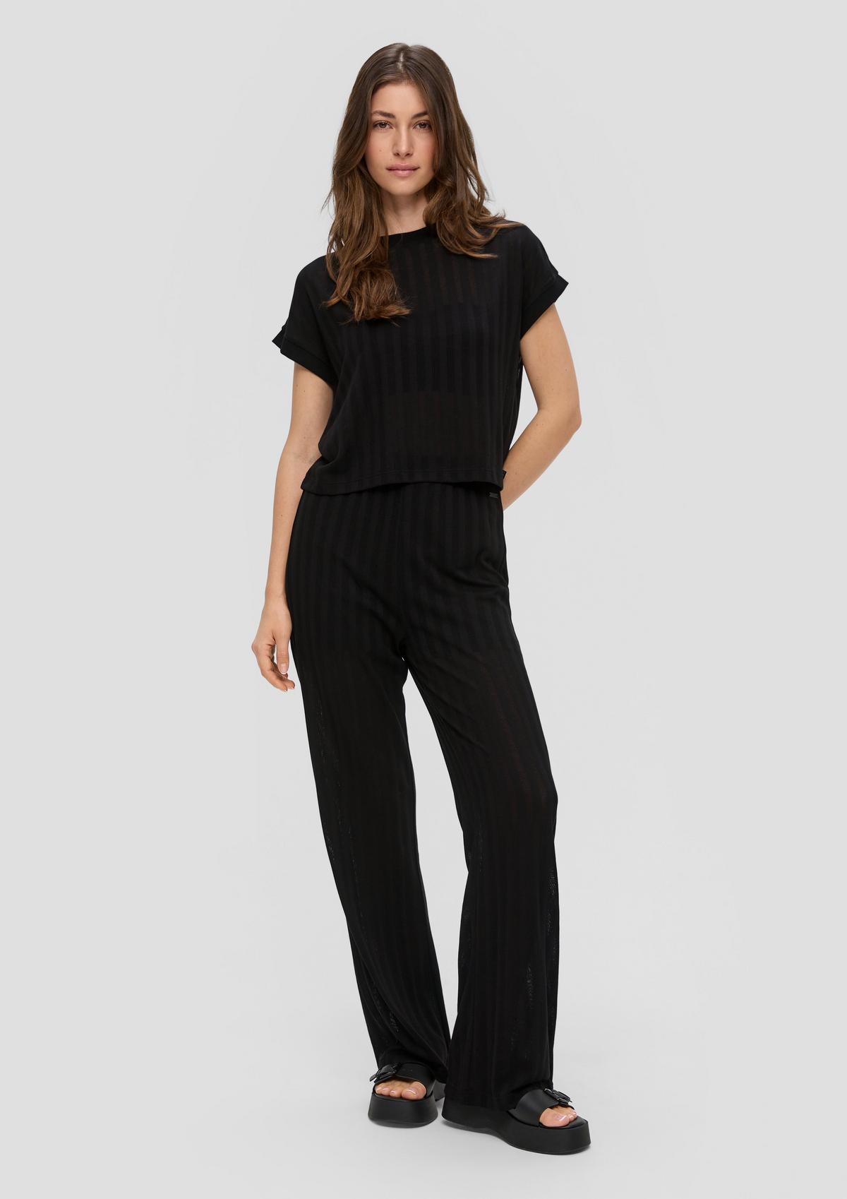 Regular fit: semi-sheer trousers with a textured pattern