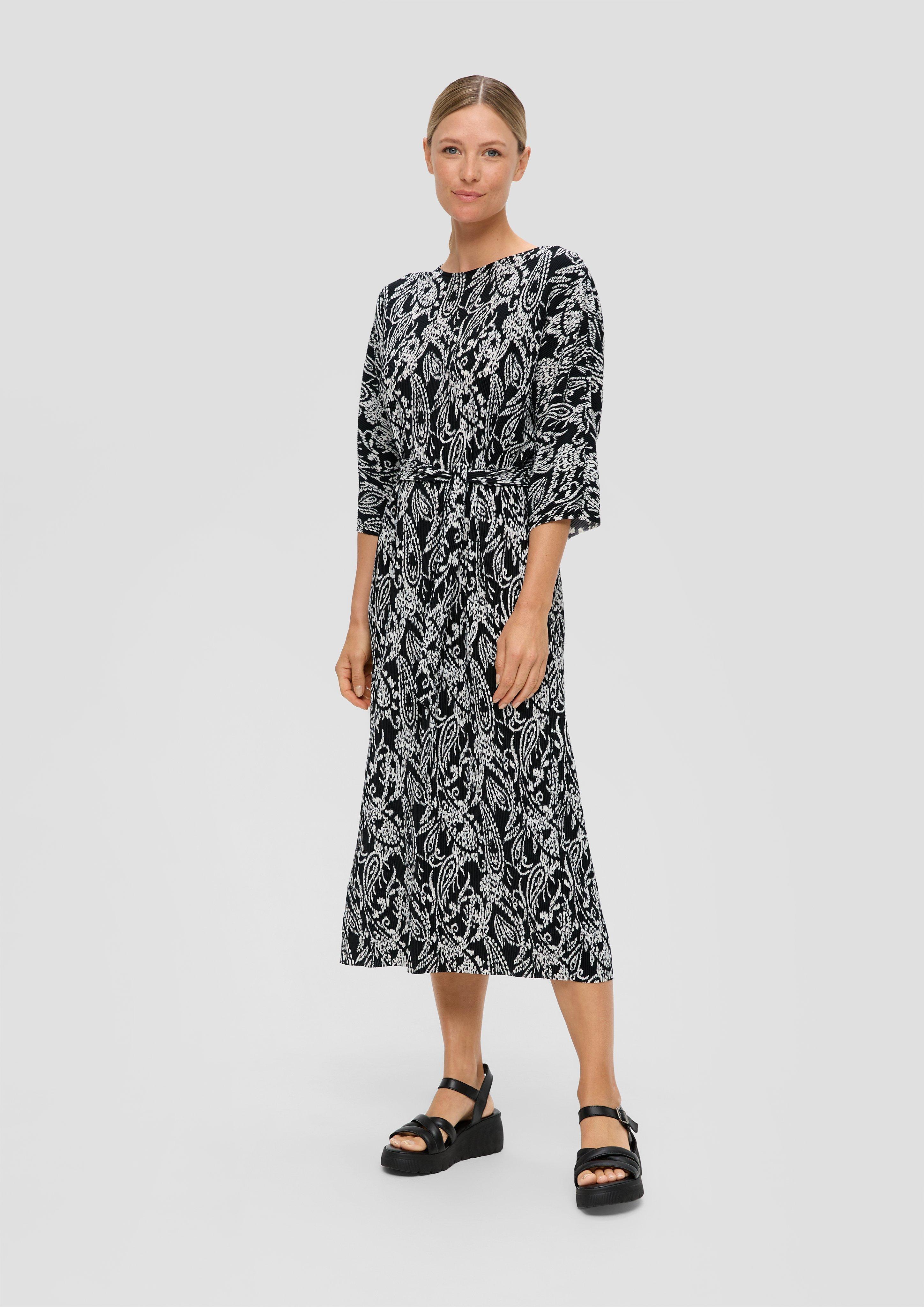 S.Oliver Midi-Kleid mit Plisseefalten