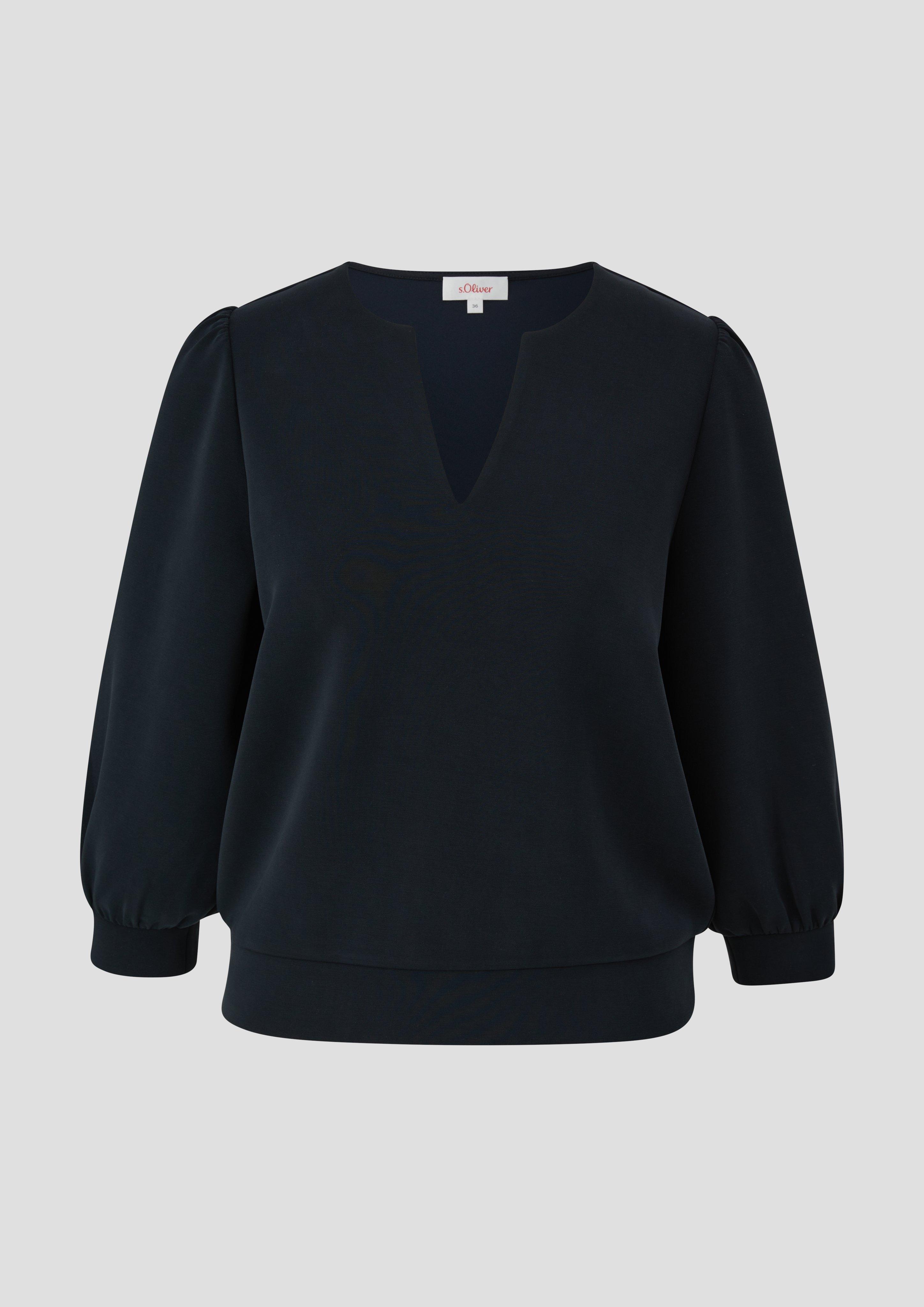 s.Oliver - Langarmshirt mit Tunika-Ausschnitt, Damen, schwarz