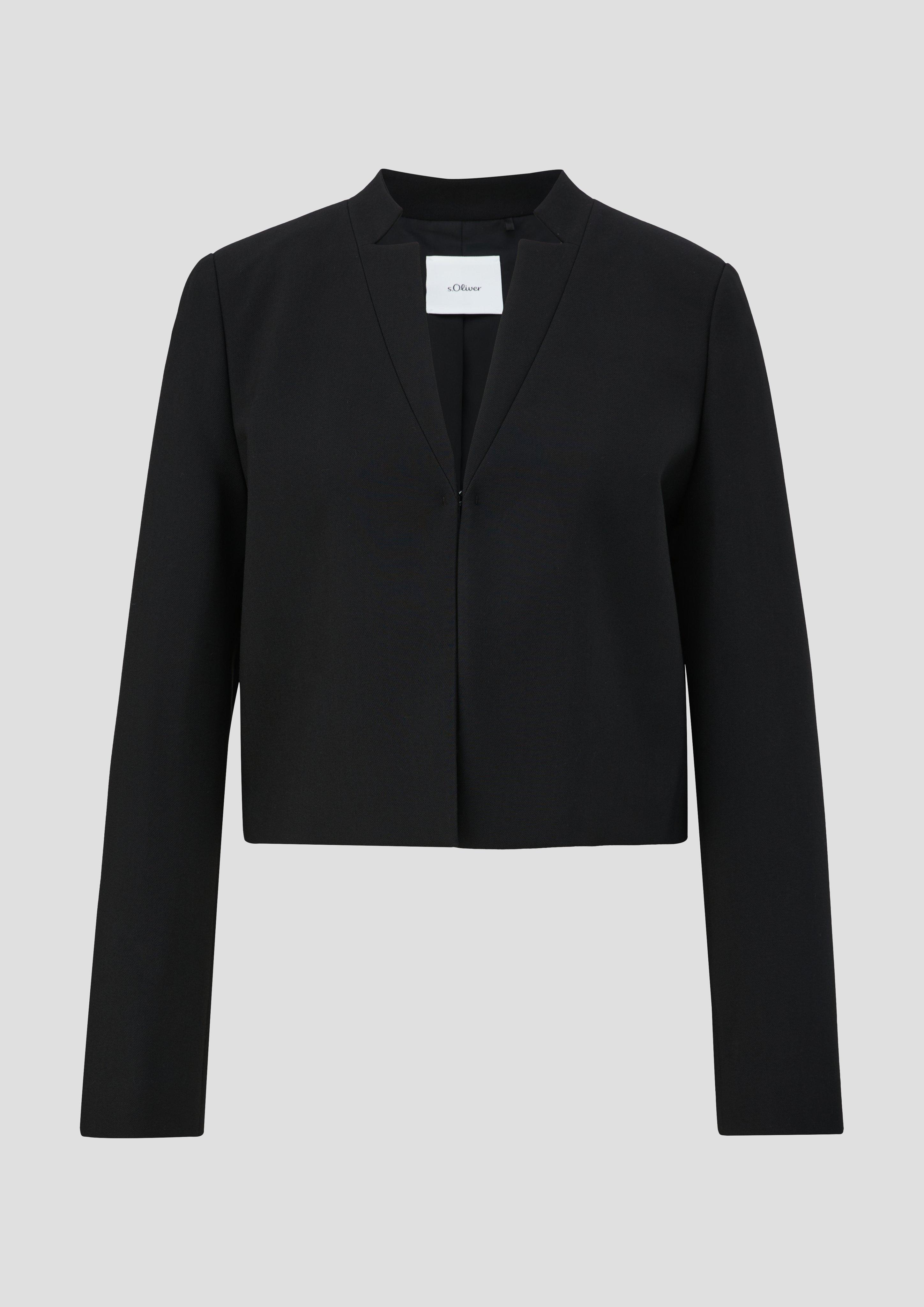 s.Oliver - Cropped Blazer mit Haken-Verschluss, Damen, schwarz