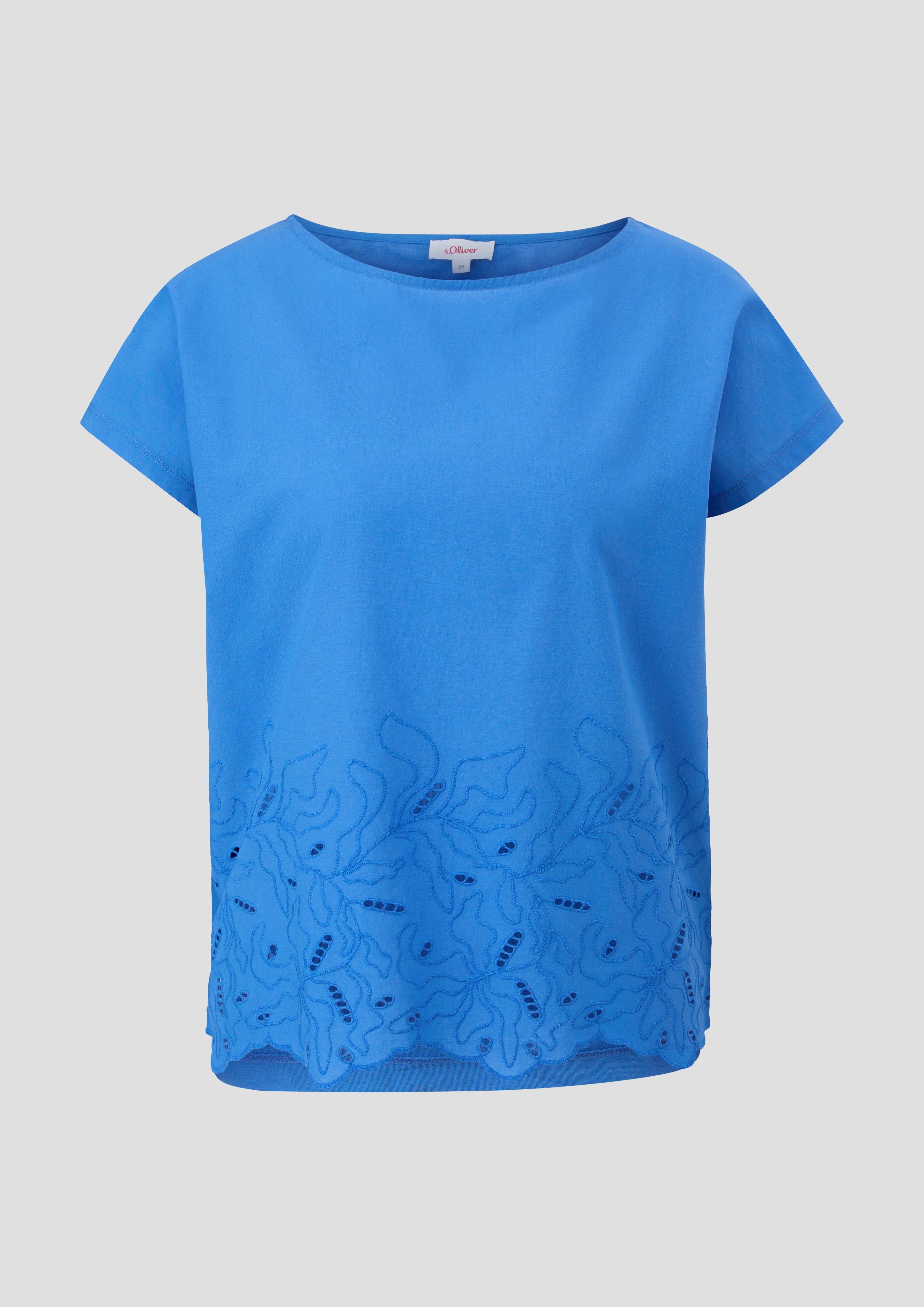 s.Oliver - Shirt mit Stickerei, Damen, blau