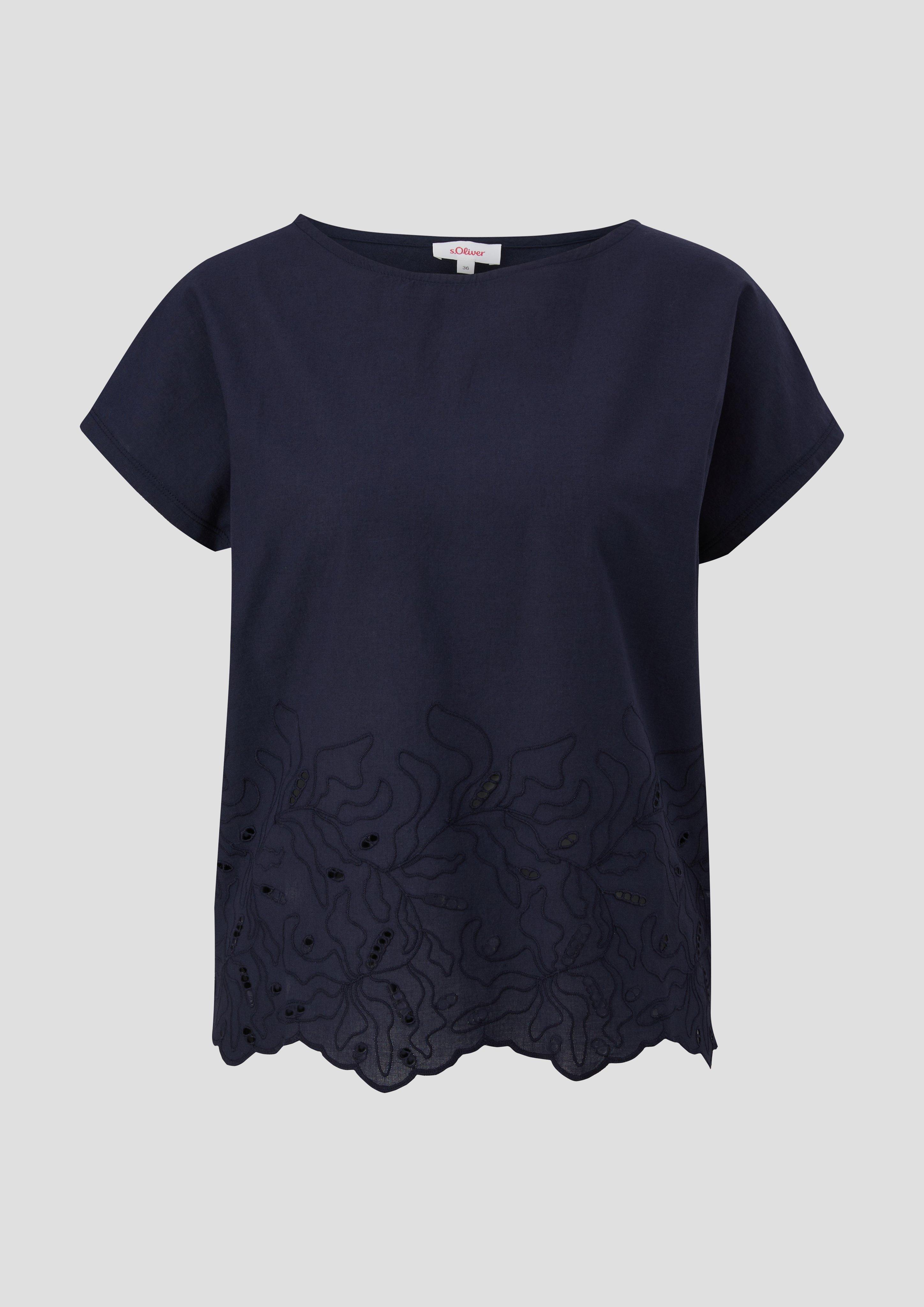 s.Oliver - Shirt mit Stickerei, Damen, blau