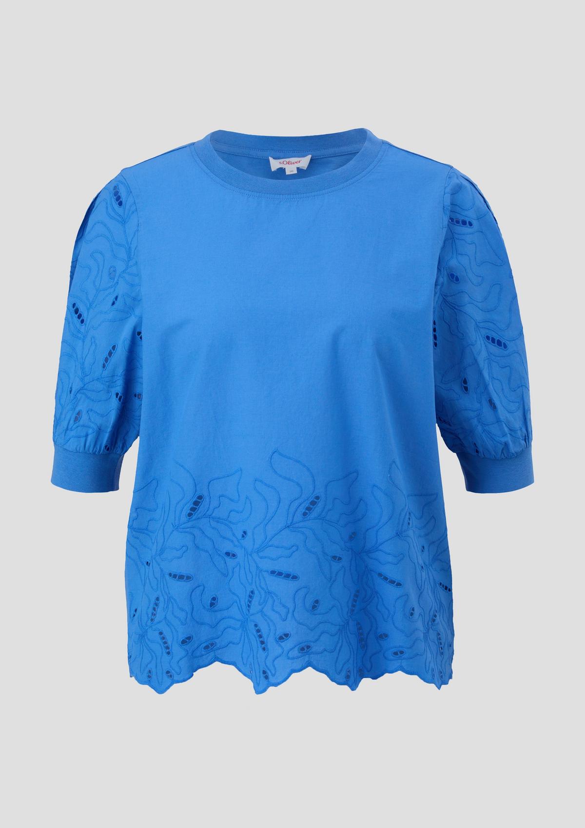 s.Oliver Cotton top with embroidery in a semi-sheer look