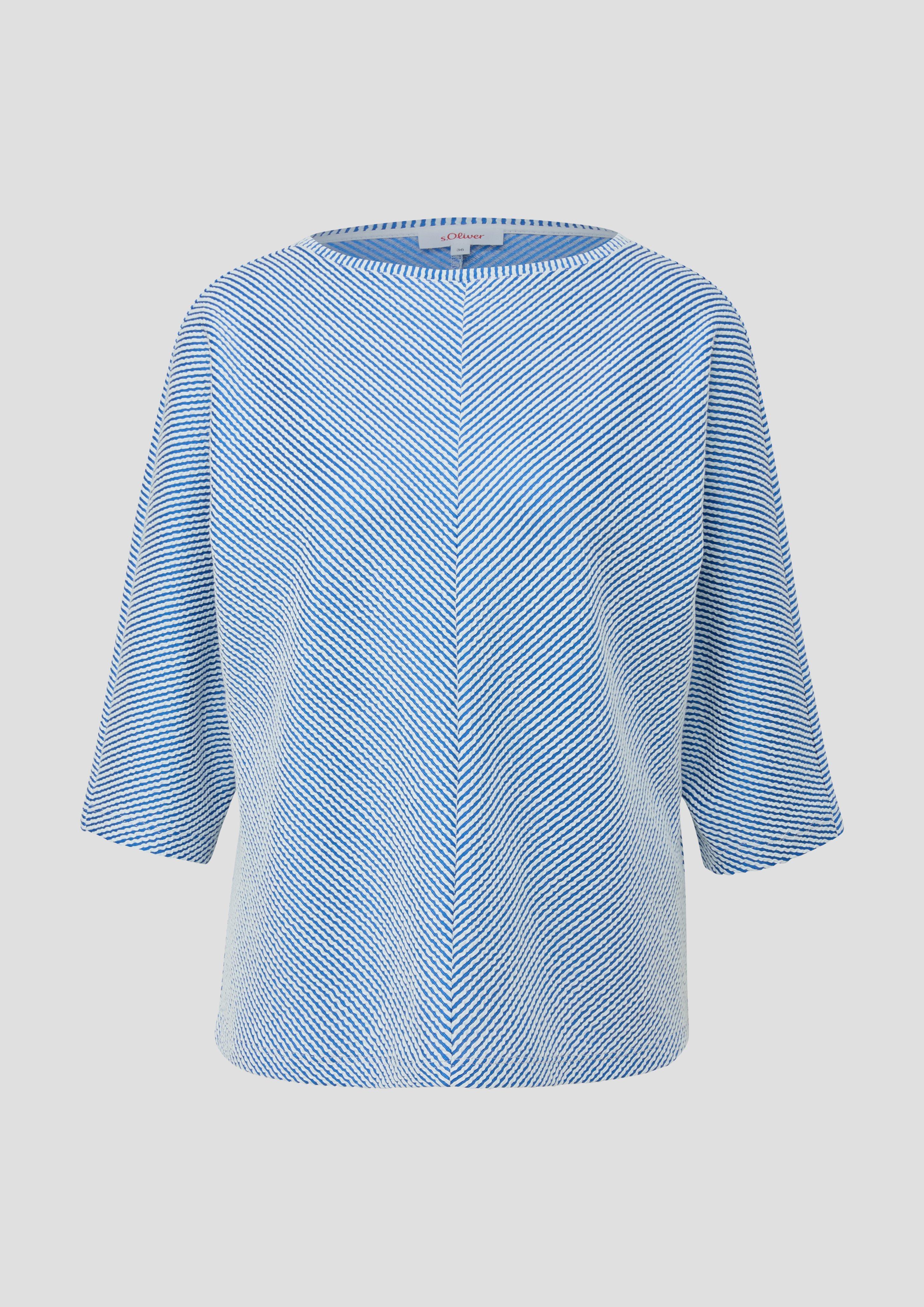 s.Oliver - Shirt mit Streifenstruktur, Damen, blau