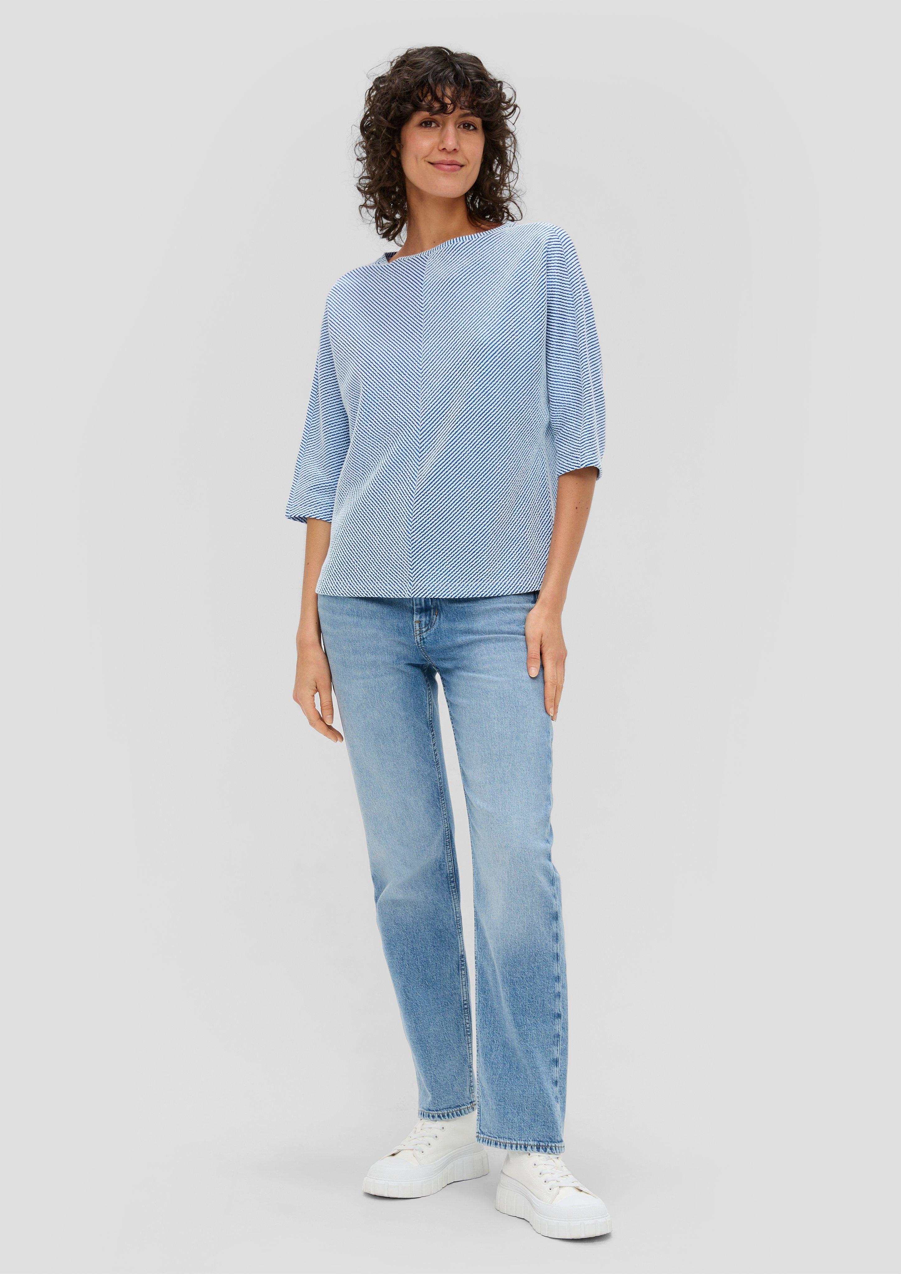 Shirt mit Streifenstruktur - hellorange | s.Oliver 