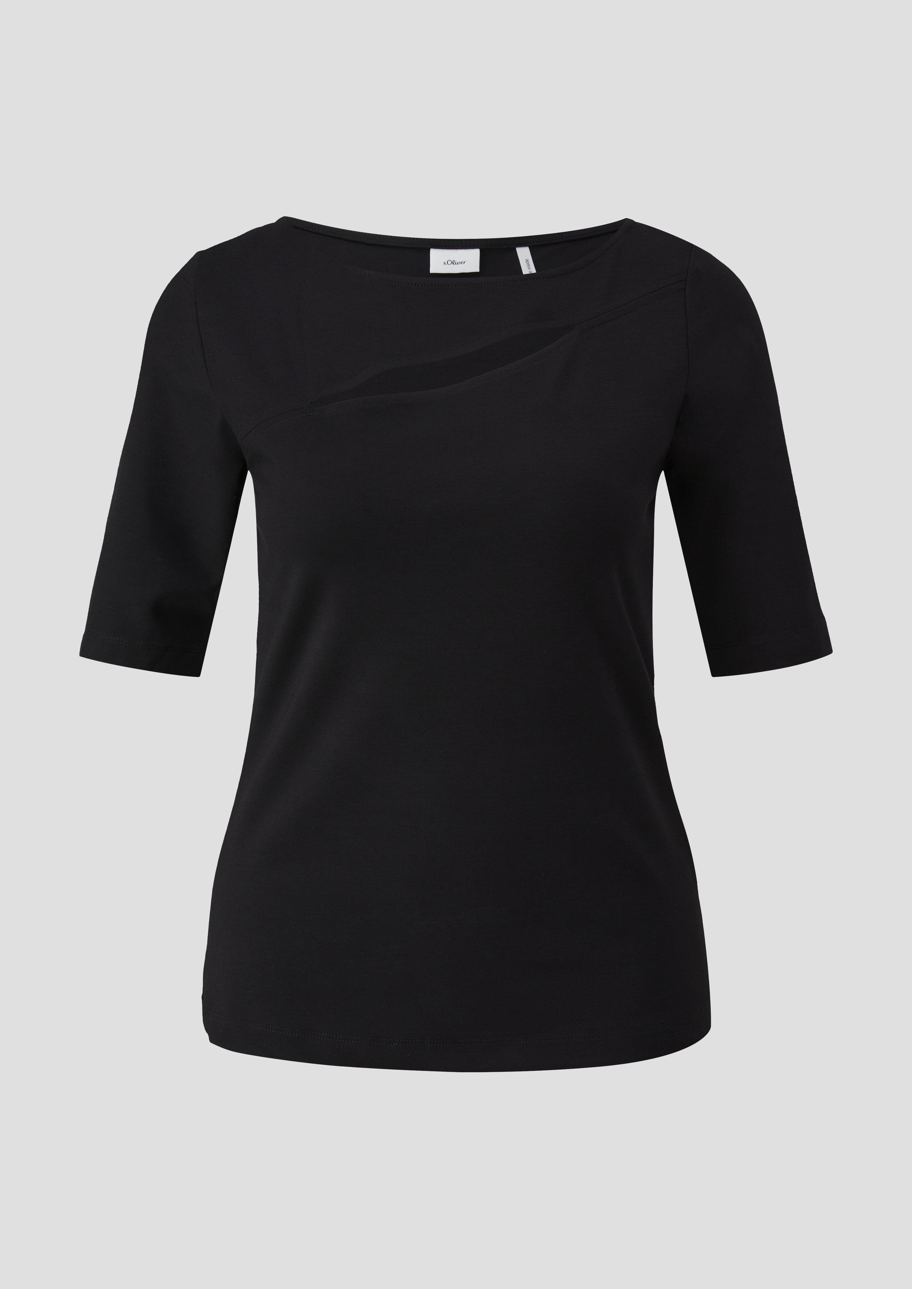 s.Oliver - T-Shirt mit Schlitz, Damen, schwarz