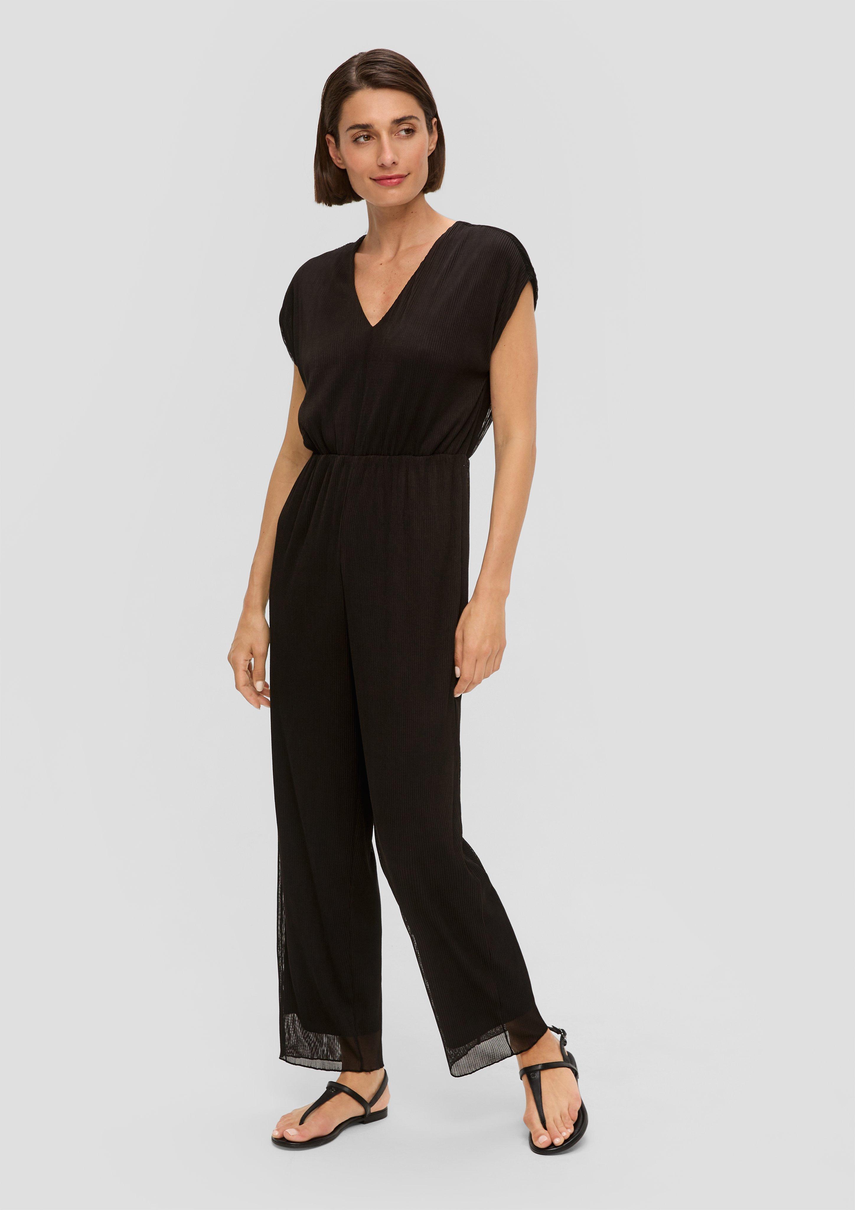 S.Oliver Plissierter Jumpsuit aus Mesh