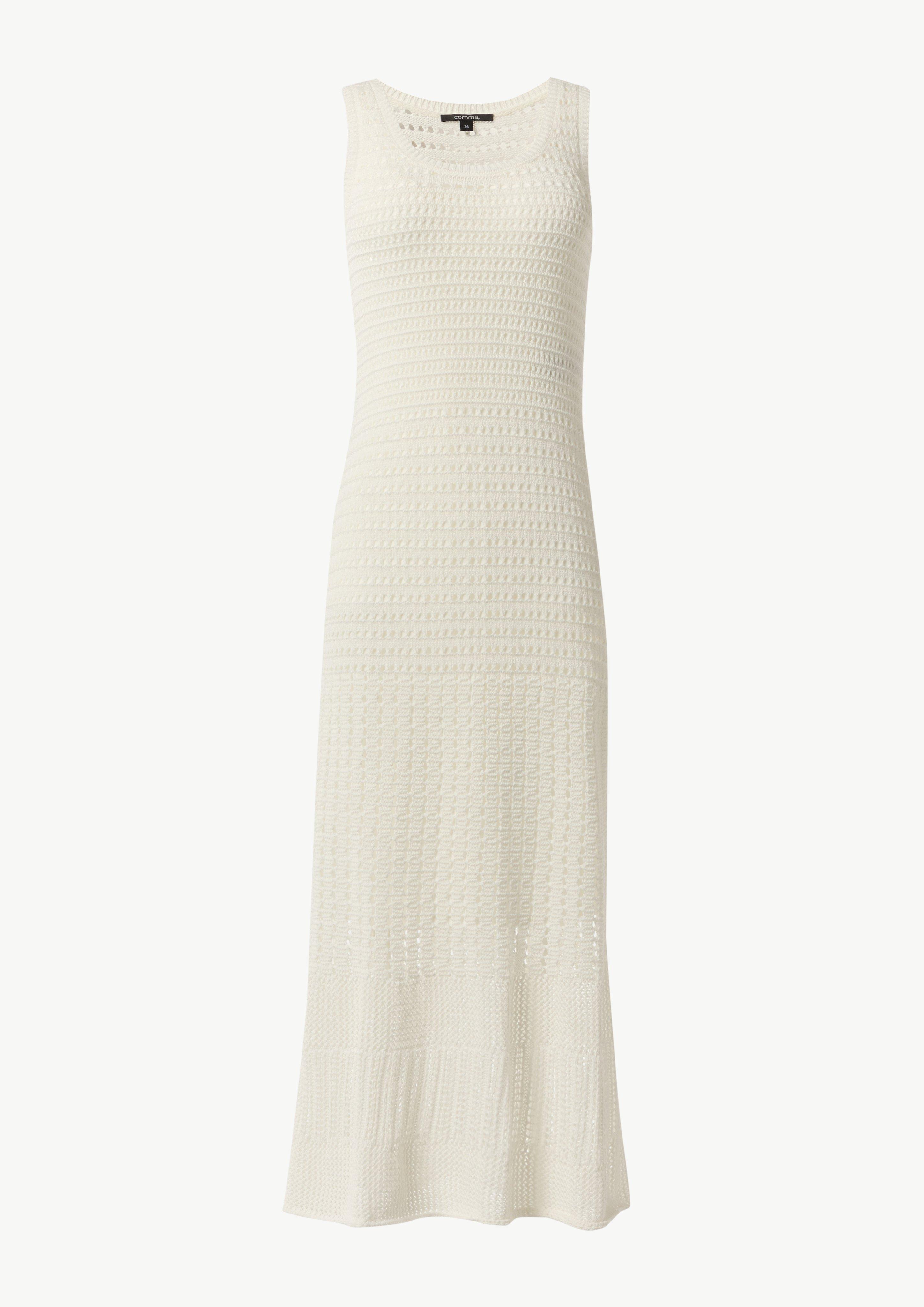 Long pointelle dress with adjustable straps - white | Comma Long pointelle dress with adjustable straps - white | Comma